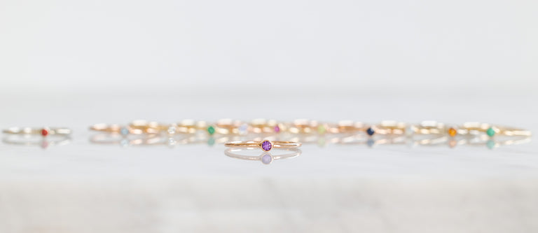 Amethyst Birthstone Stacker Ring 