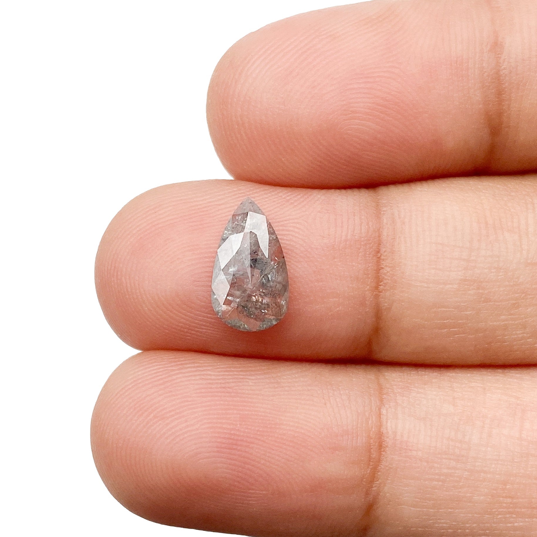 DIAMOND VAULT SALT & PEPPER DIAMOND 1.35ct | Salt & Pepper Pear Shape Rose Cut Diamond