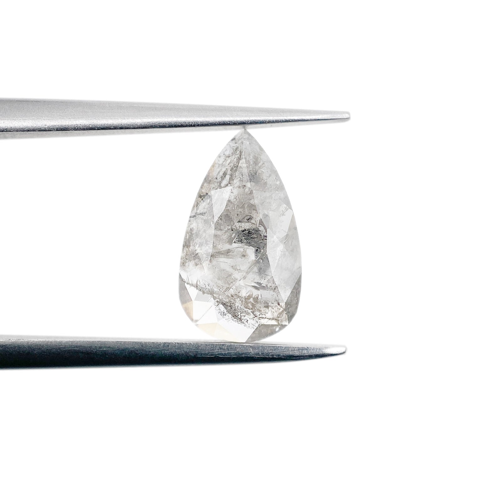 DIAMOND VAULT SALT & PEPPER DIAMOND 1.35ct | Salt & Pepper Pear Shape Rose Cut Diamond