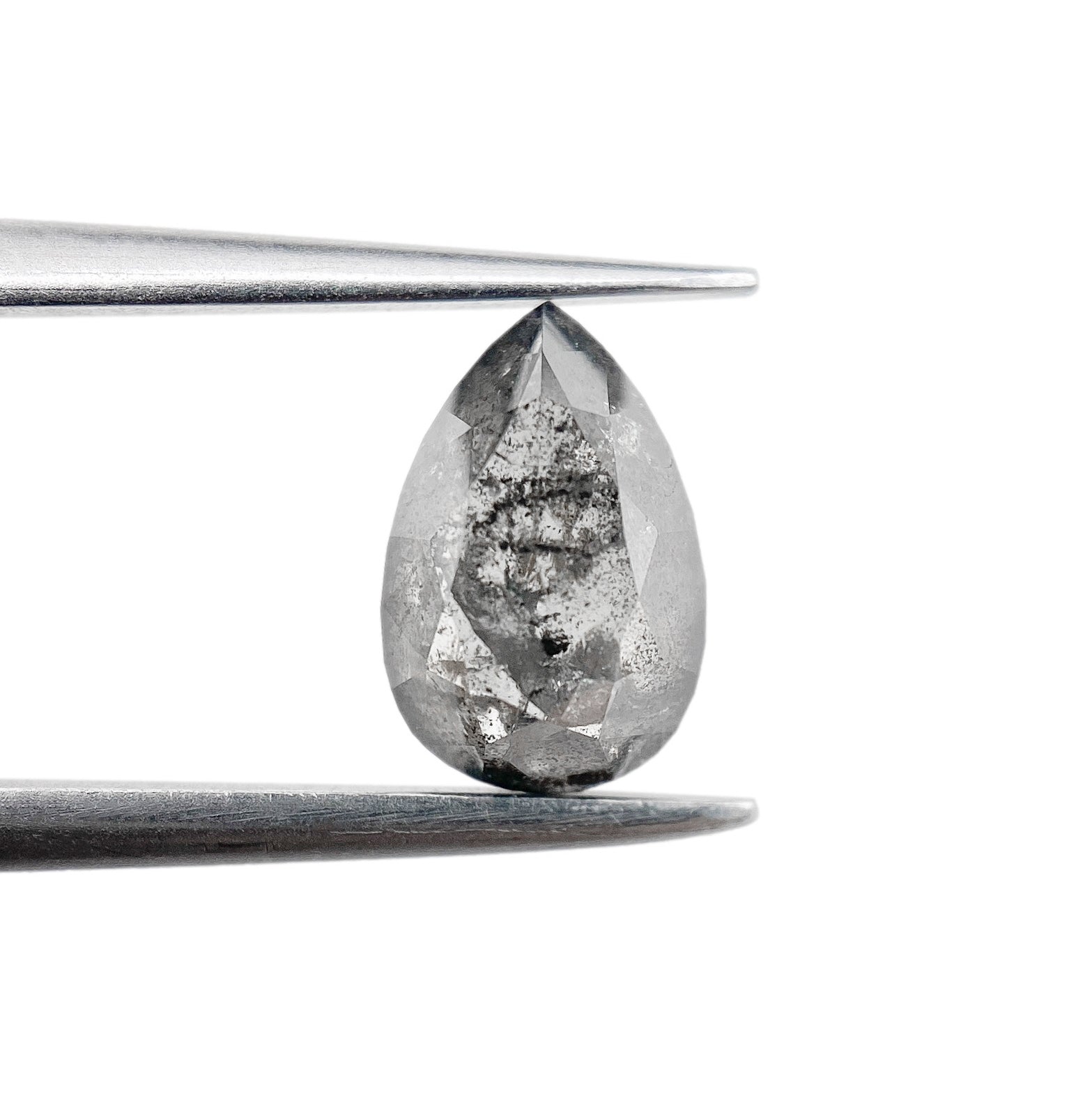 DIAMOND VAULT SALT & PEPPER DIAMOND 1.28ct | Salt & Pepper Pear Shape Rose Cut Diamond