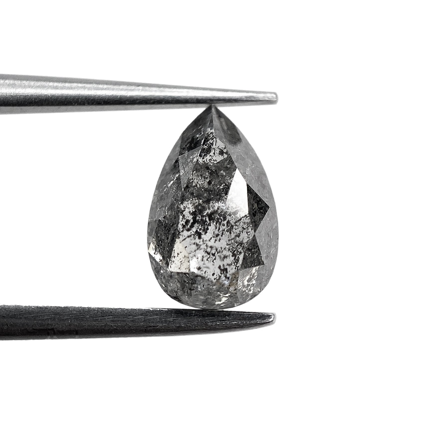 DIAMOND VAULT SALT & PEPPER DIAMOND 1.18ct | Salt & Pepper Pear Shape Rose Cut Diamond