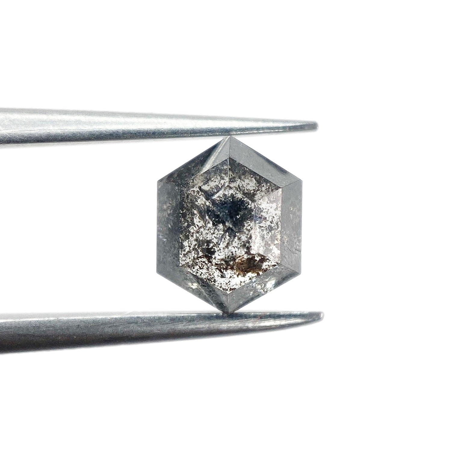 DIAMOND VAULT SALT & PEPPER DIAMOND 1.32ct | Salt & Pepper Hexagon Shape Rose Cut Diamond