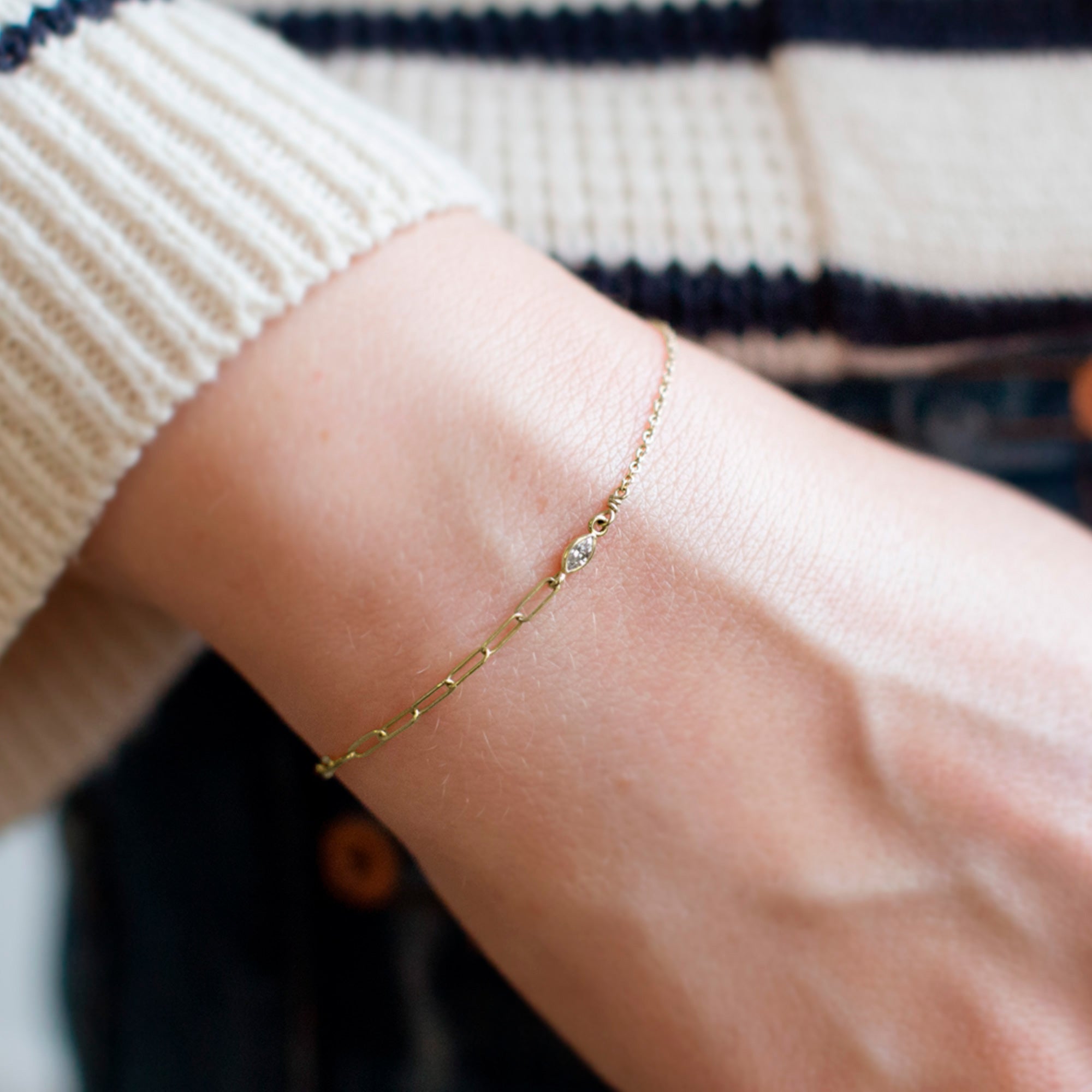 Alexis Russell Bracelets / Anklets The Asymmetrical Diamond Eye Bracelet | Yellow, Rose or White Gold