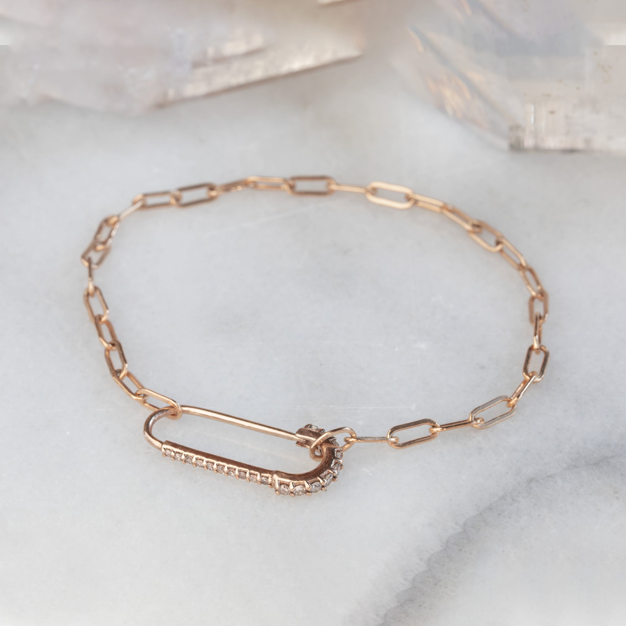 Alexis Russell Bracelets / Anklets The White Diamond Pavé Pin Bracelet | Rose Gold or Sterling Silver