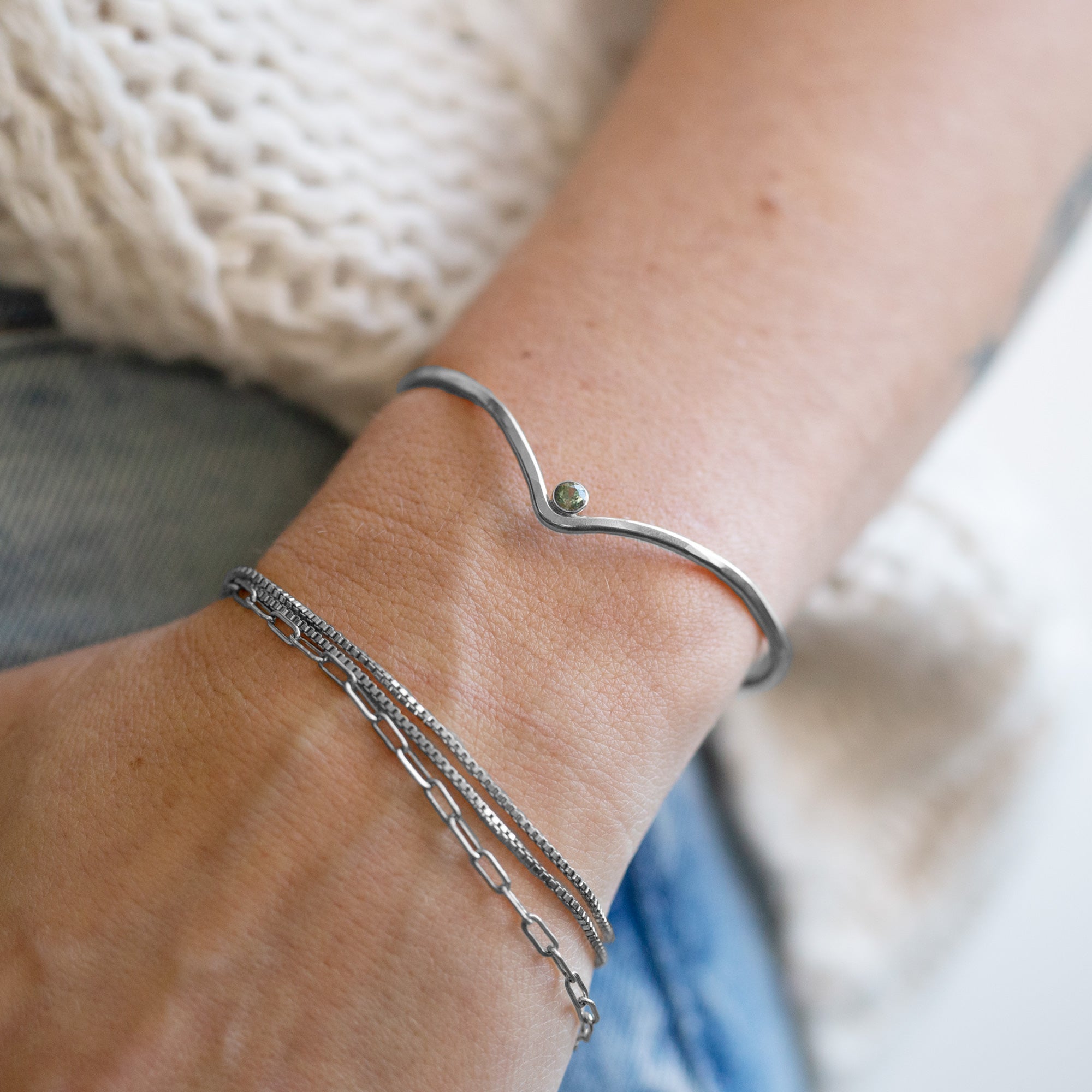 Alexis Russell Bracelets / Anklets The Montana Sapphire Peak Cuff Bracelet | Sterling Silver