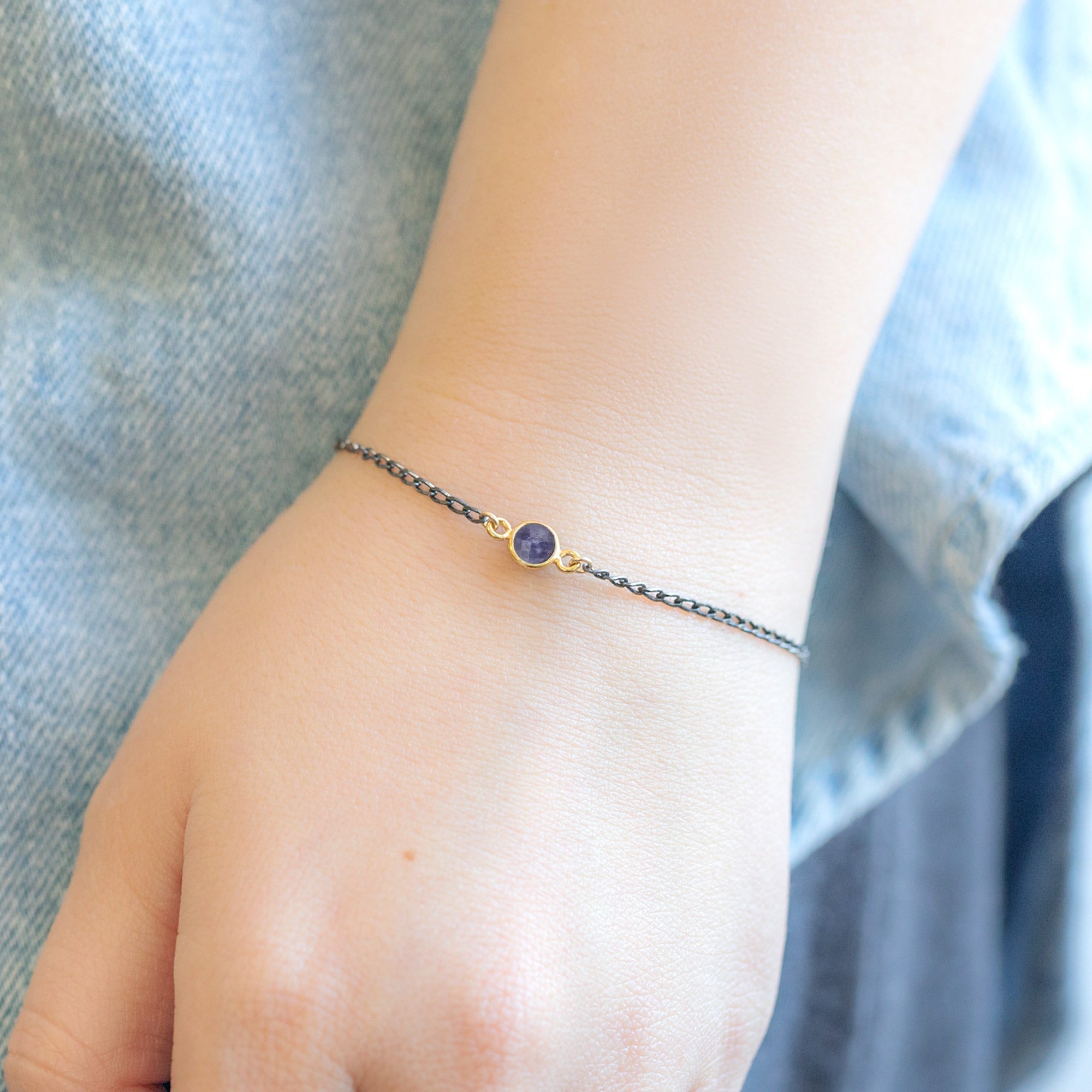 Alexis Russell Bracelets / Anklets The Simple Blue Sapphire Gemstone Bracelet | Sterling Silver