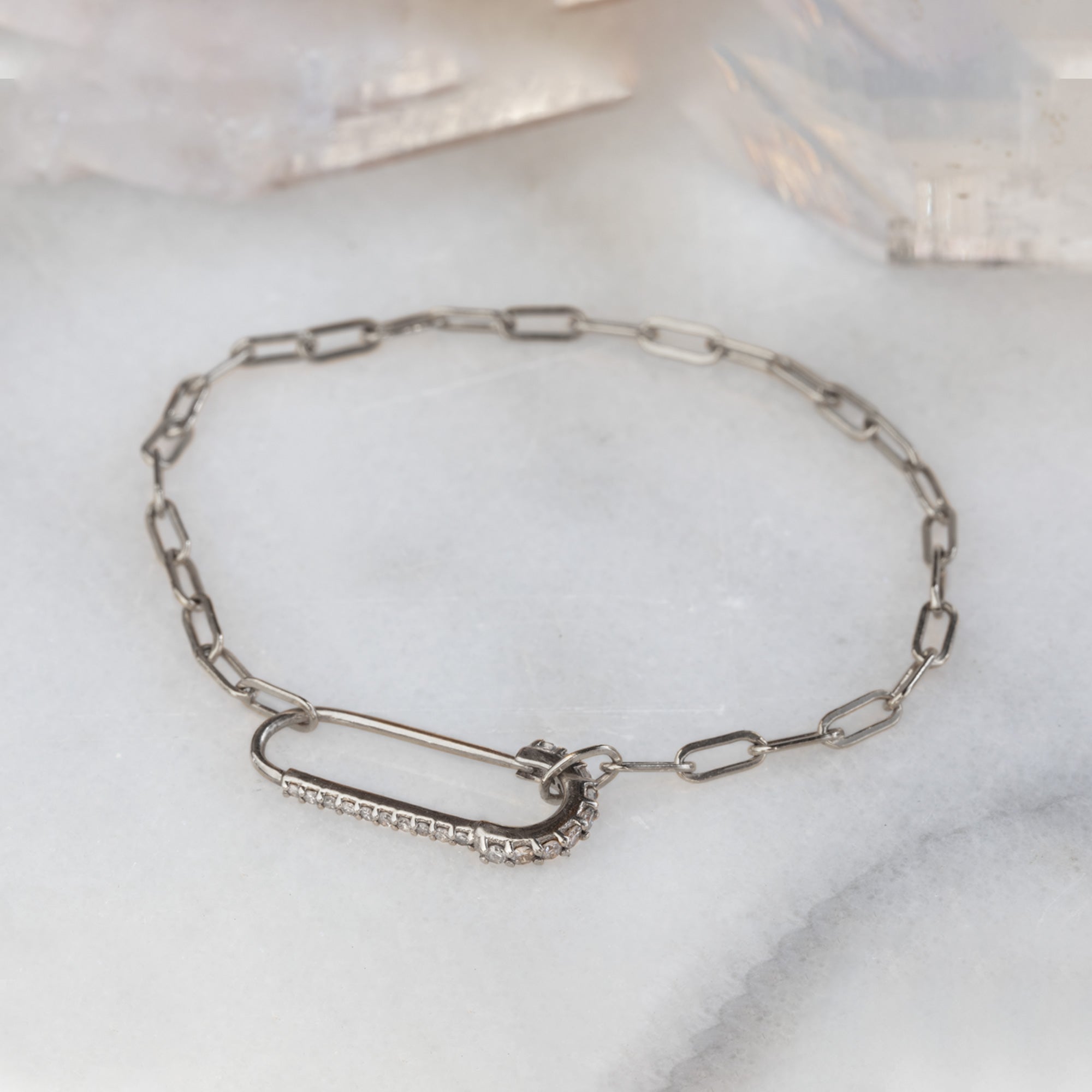 Alexis Russell Bracelets / Anklets The White Diamond Pavé Pin Bracelet | Sterling Silver