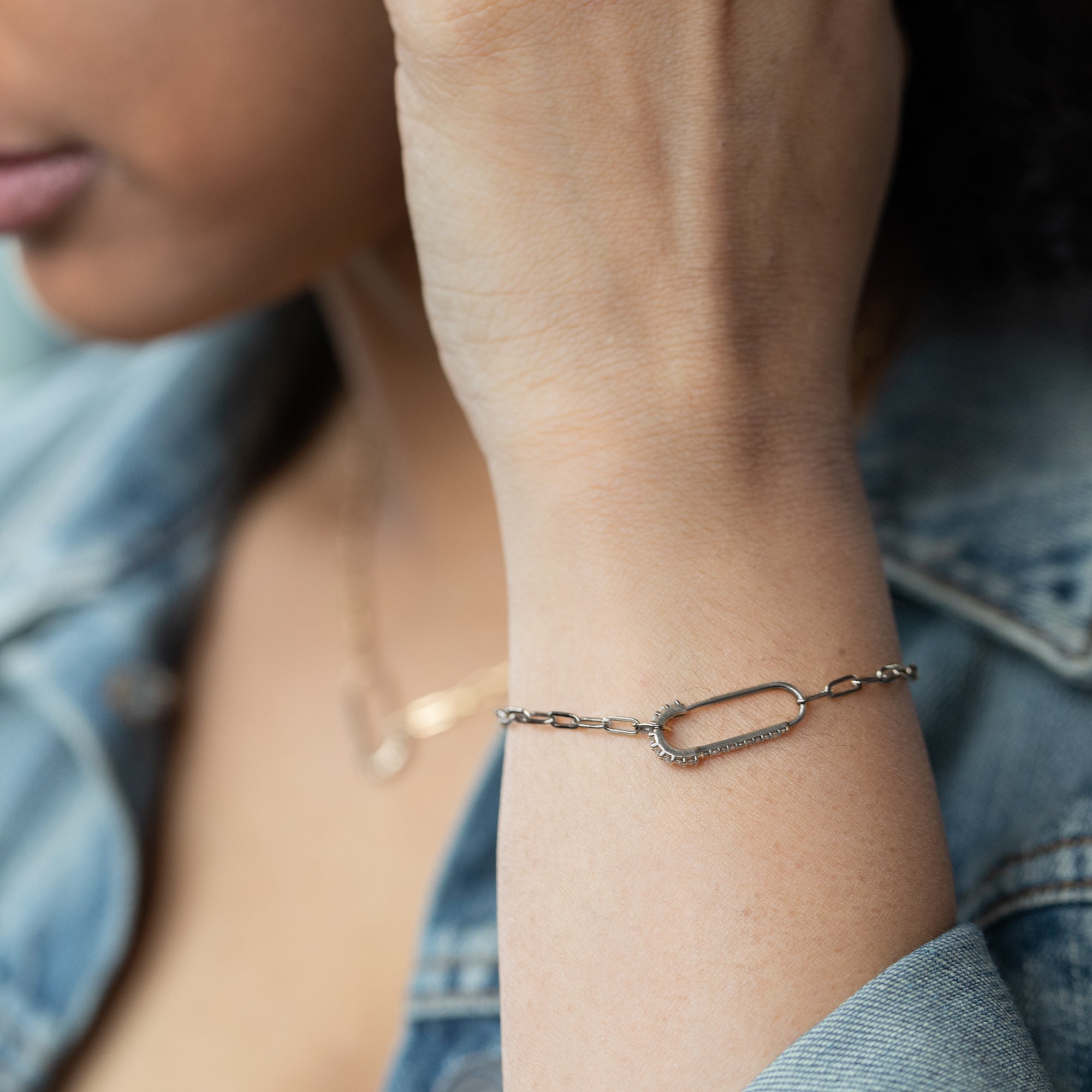 Alexis Russell Bracelets / Anklets The White Diamond Pavé Pin Bracelet | Sterling Silver