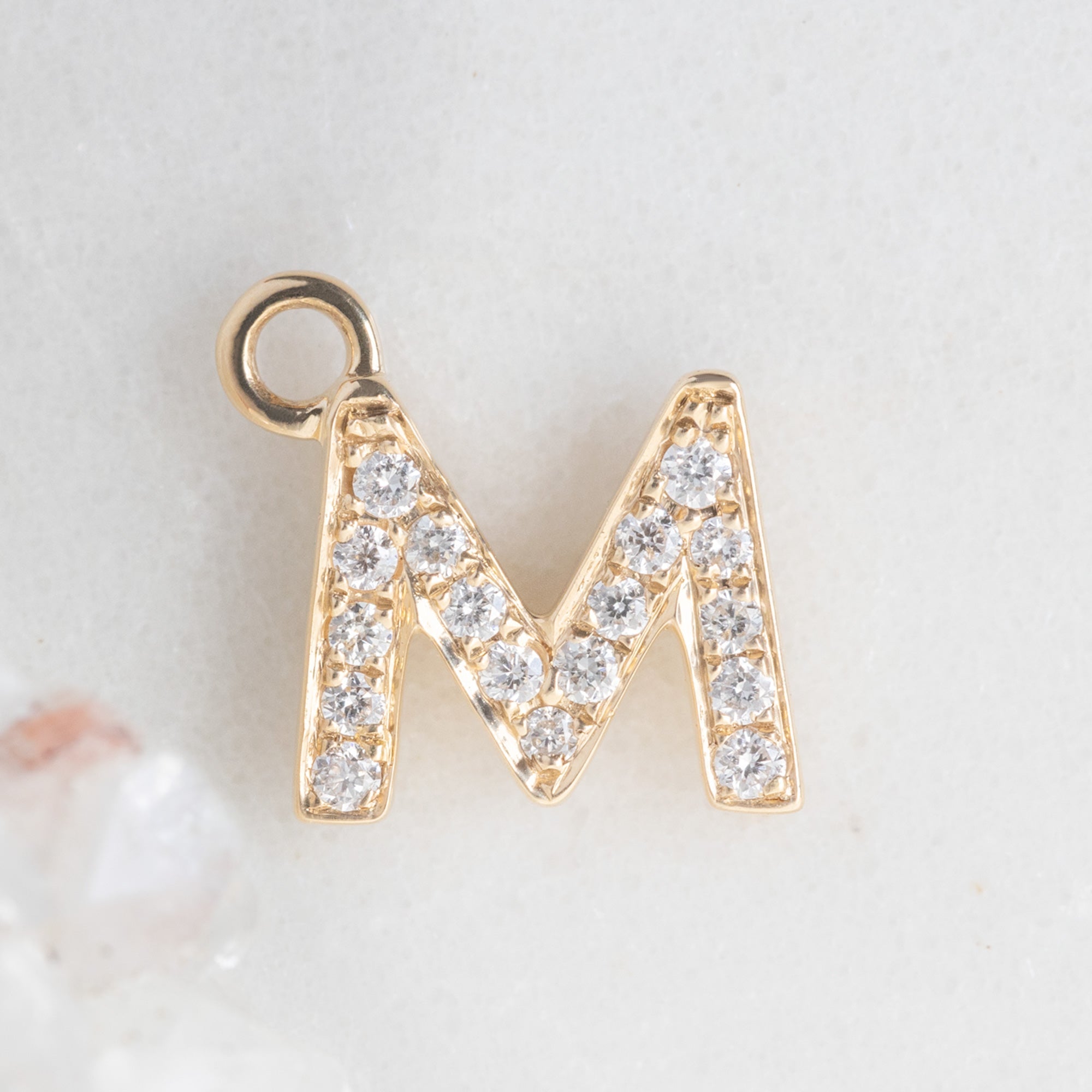 Alexis Russell Necklaces The White Diamond Pavé Letter Charm | Yellow, Rose or White Gold