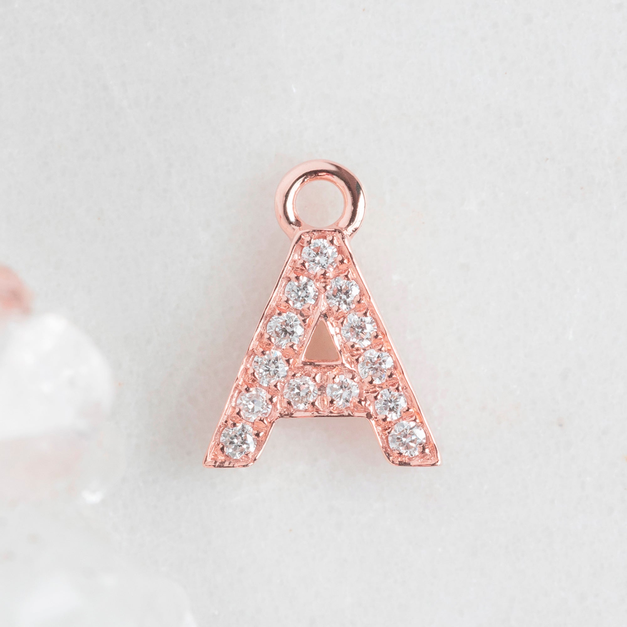Alexis Russell Charms The White Diamond Pavé Letter Charm | Rose Gold