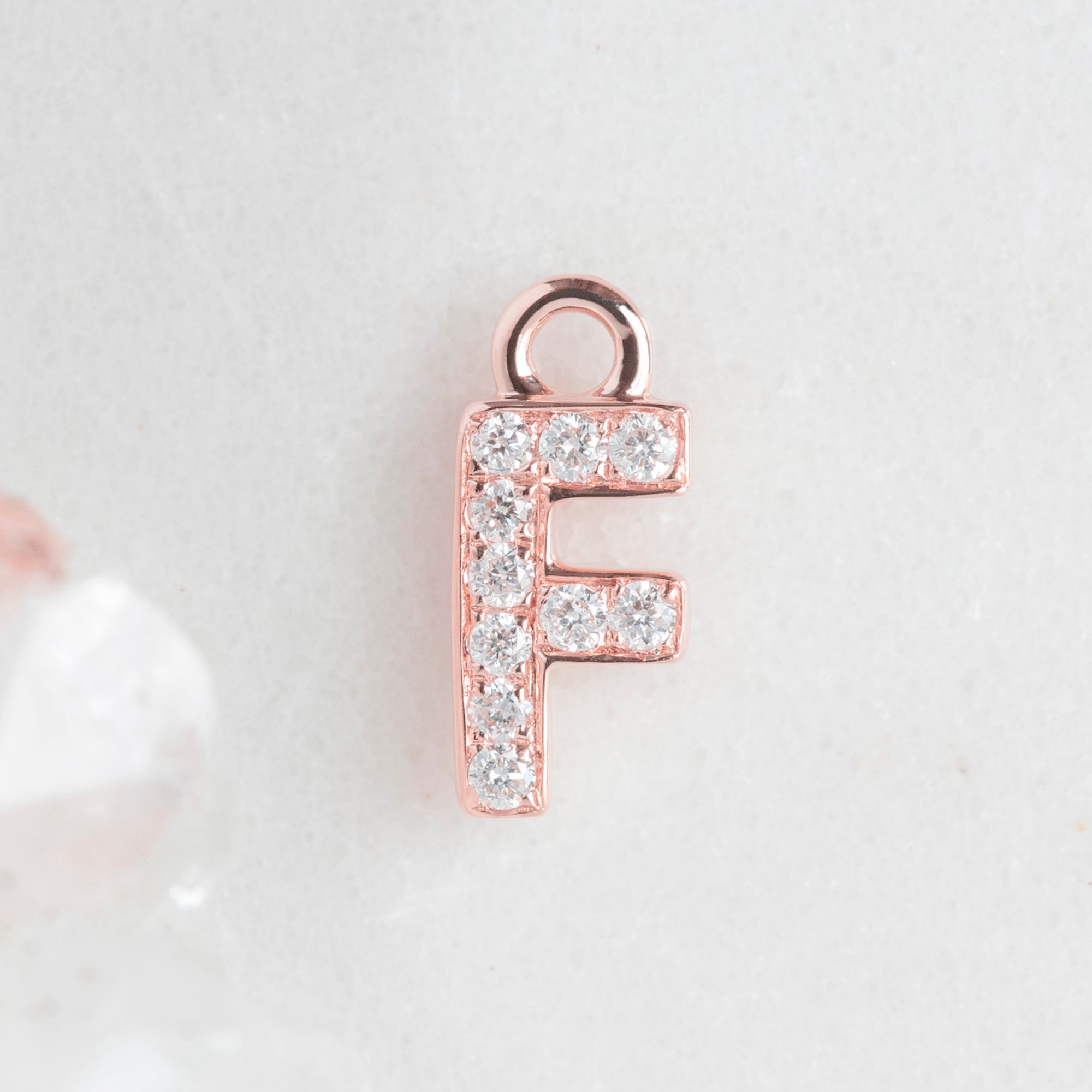 Alexis Russell Charms The White Diamond Pavé Letter Charm | Rose Gold