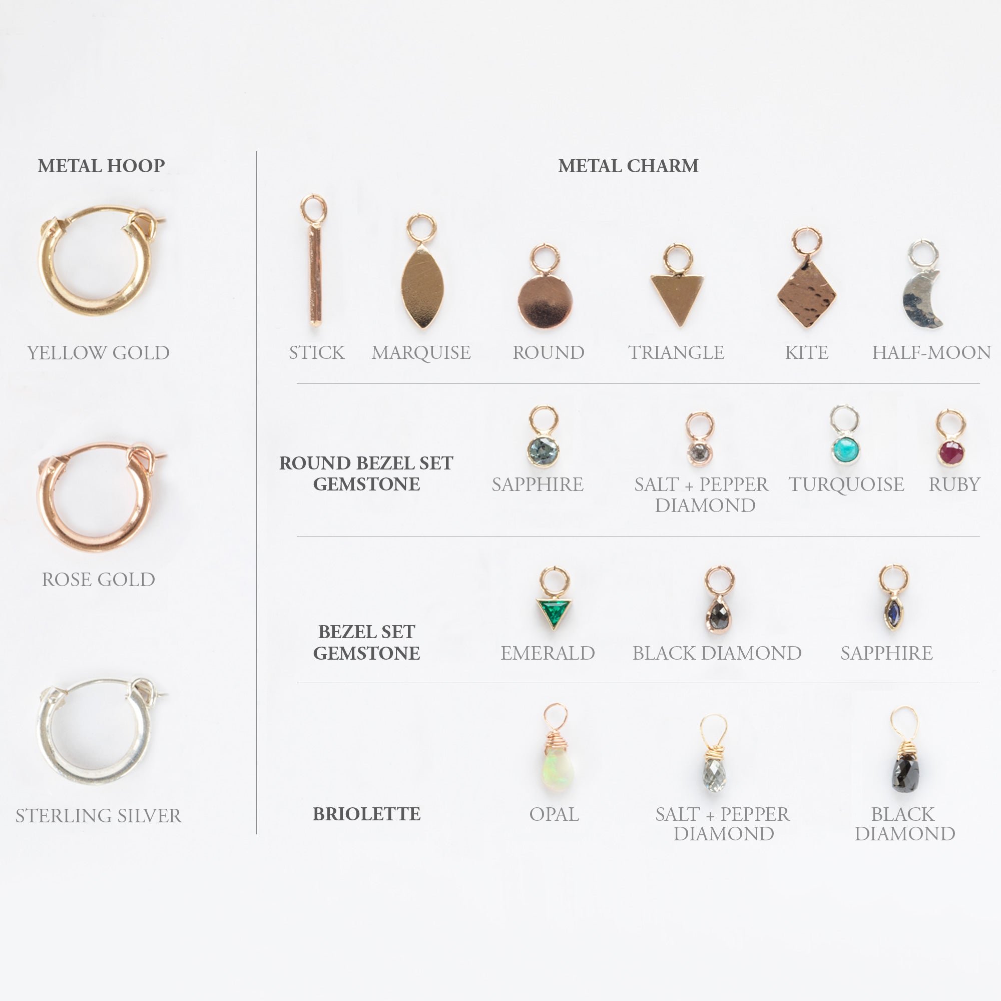 Alexis Russell Earrings Custom Charm Hoop Earrings | Yellow Gold Filled