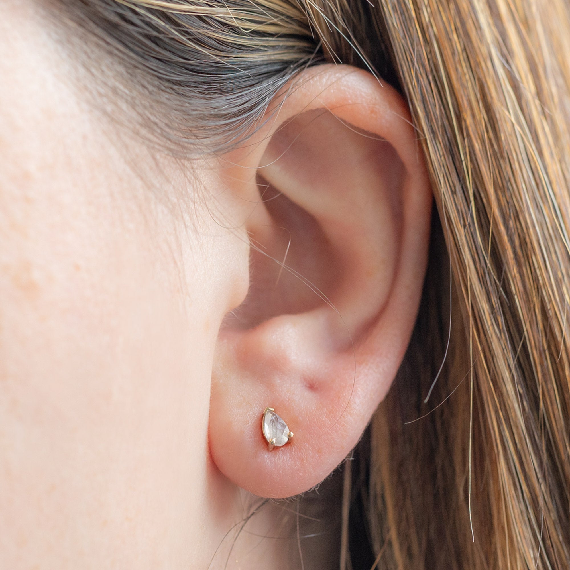 Alexis Russell Earrings The Opalescent Icy White Diamond Stud Earrings | Yellow, Rose or White Gold