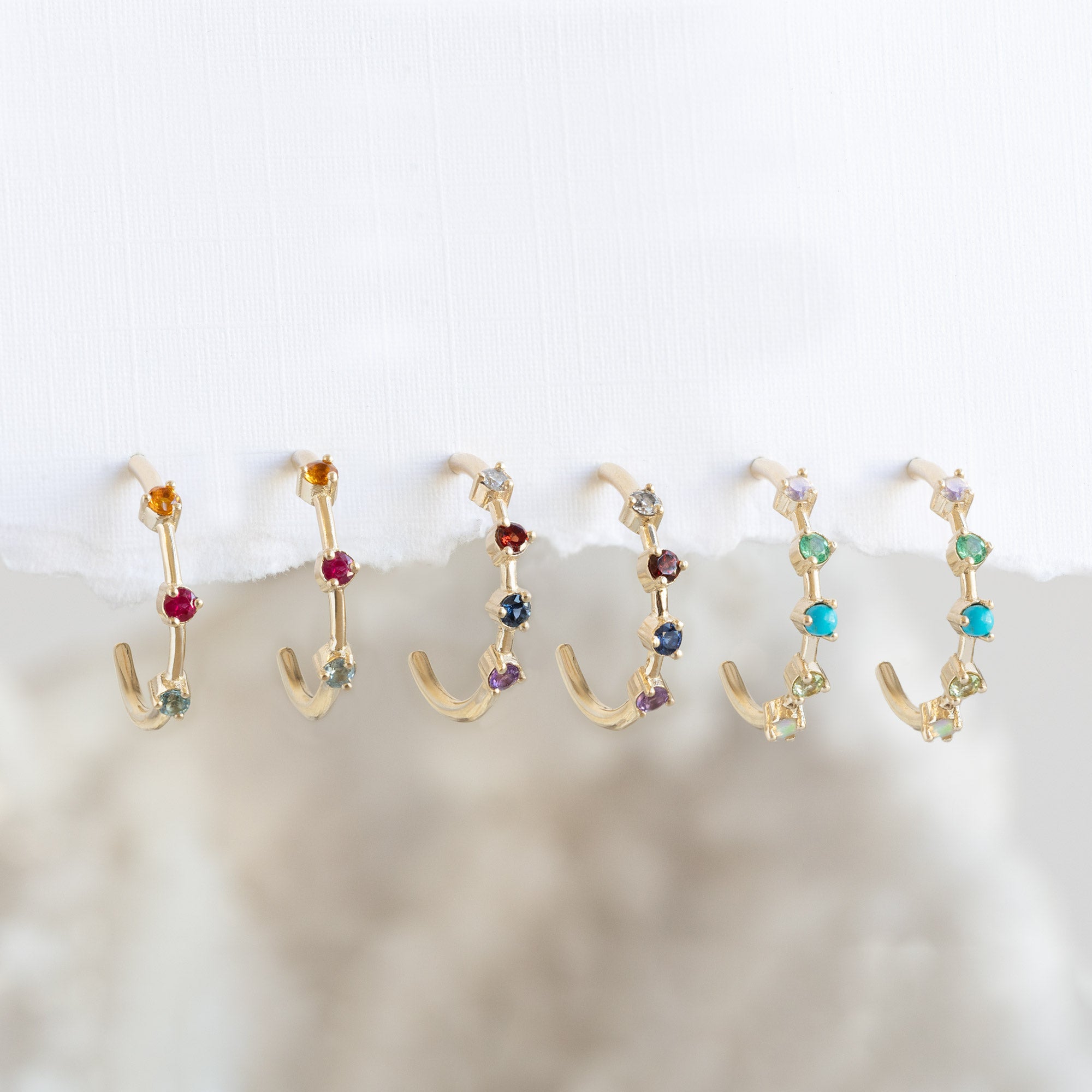 Alexis Russell Earrings The Custom Multi-Birthstone Hoops | 4 Stones