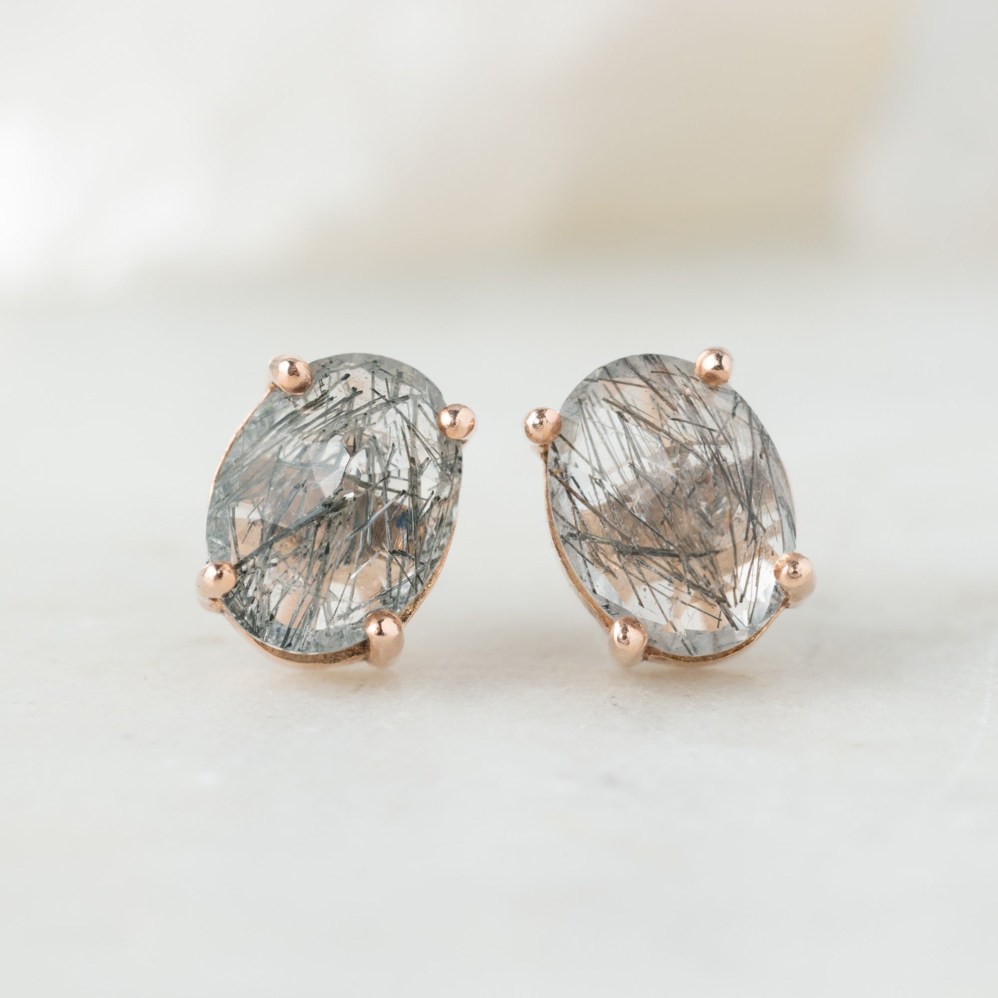 Alexis Russell Earrings The Tourmaline In Quartz Stud Earrings | Rose Gold