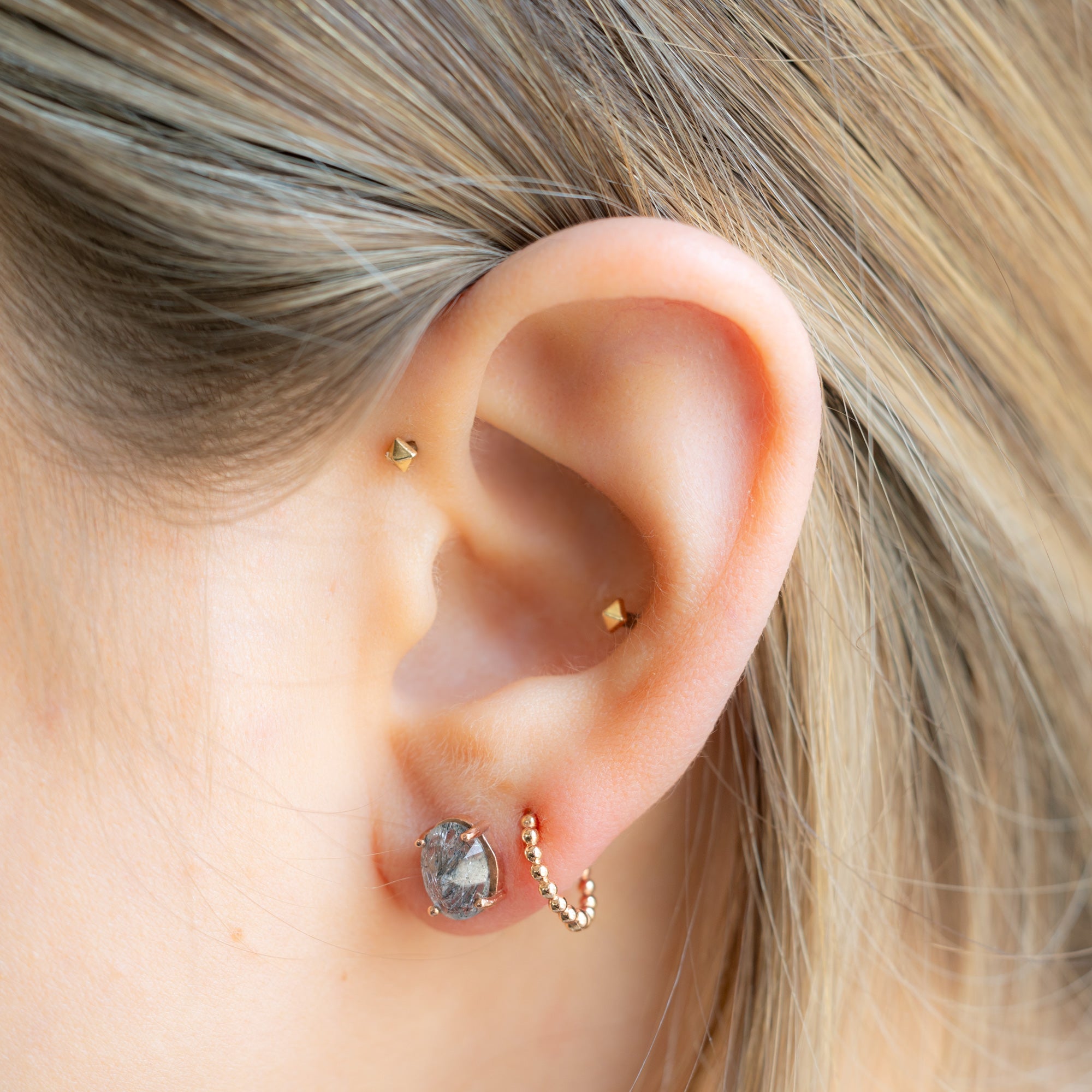 Alexis Russell Earrings The Tourmaline In Quartz Stud Earrings | Rose Gold