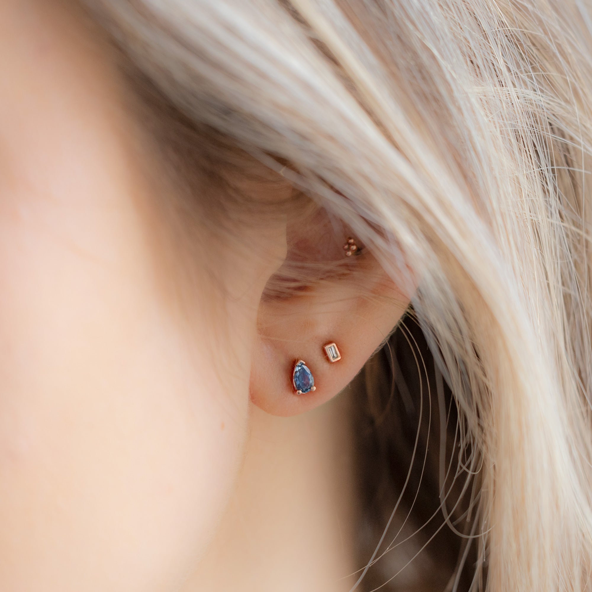 Alexis Russell Earrings The Montana Sapphire Stud Earrings | Rose Gold