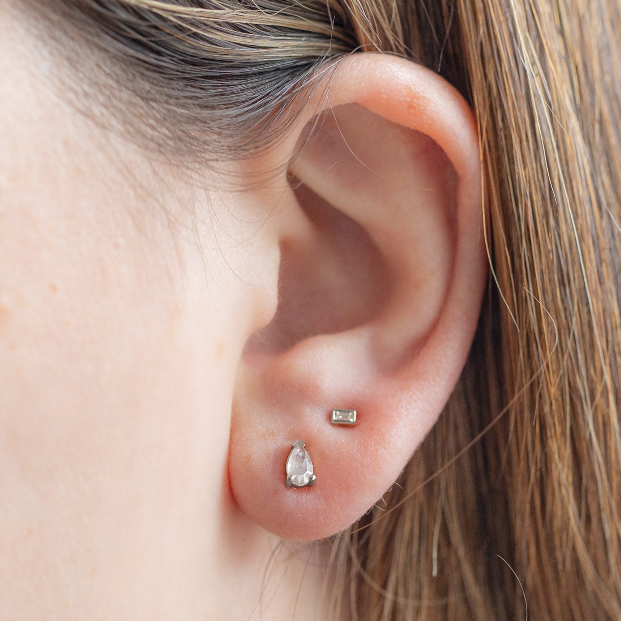 Alexis Russell Earrings The Opalescent Icy White Diamond Stud Earrings | White Gold
