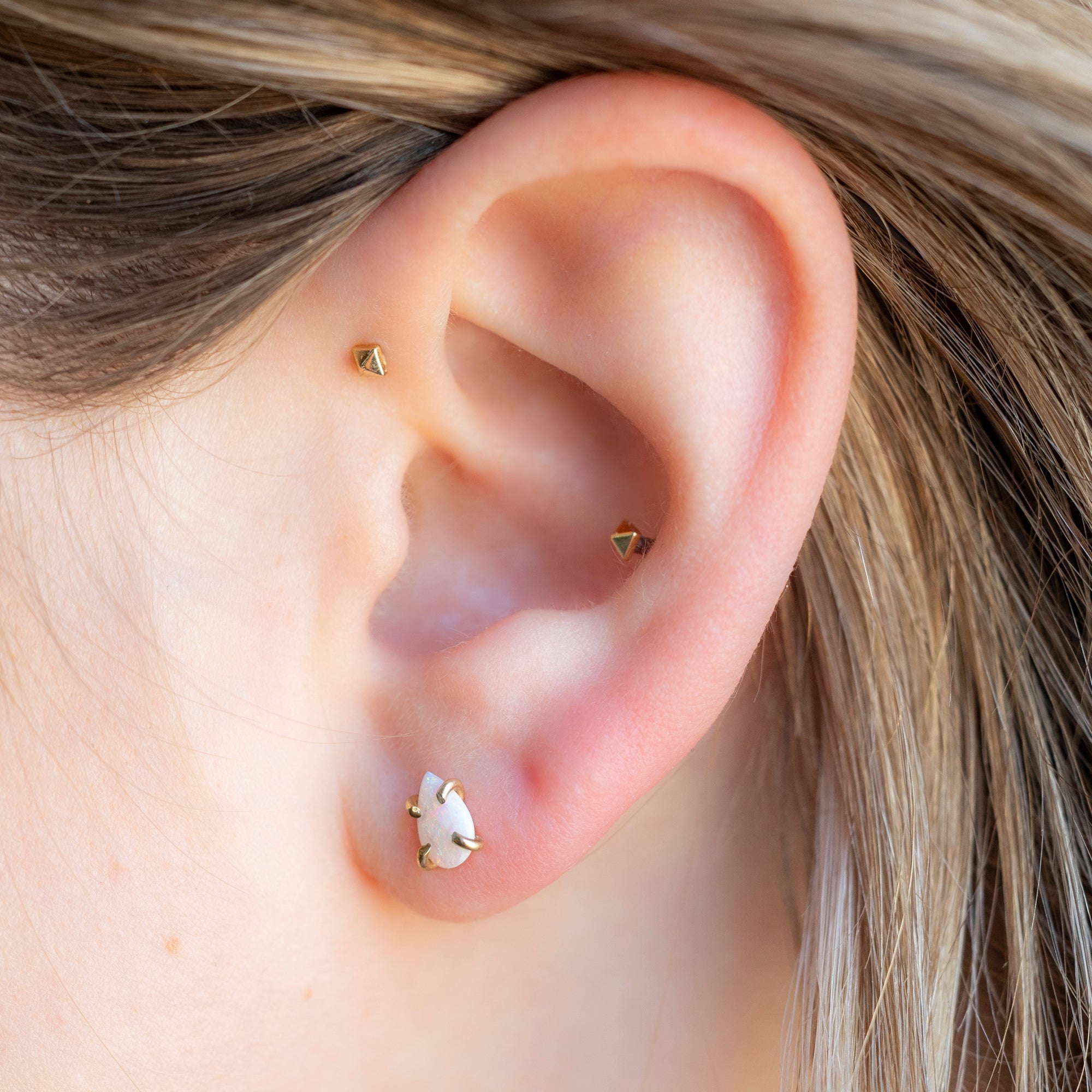 Alexis Russell Earrings The Opal Teardrop Stud Earrings | Yellow or Rose Gold