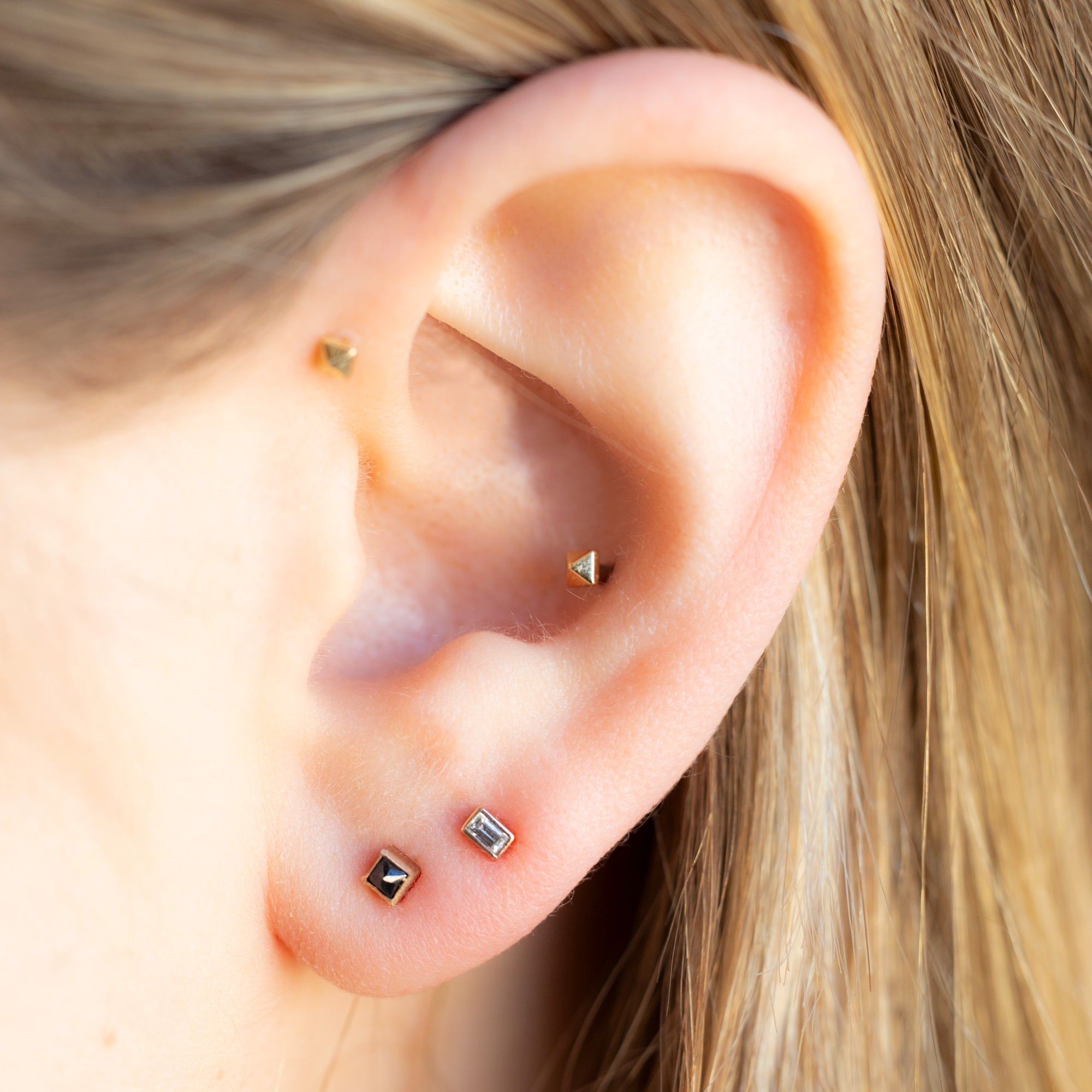 Alexis Russell Earrings The Teensy Black Diamond Spike Stud Earrings | Yellow, Rose or White Gold