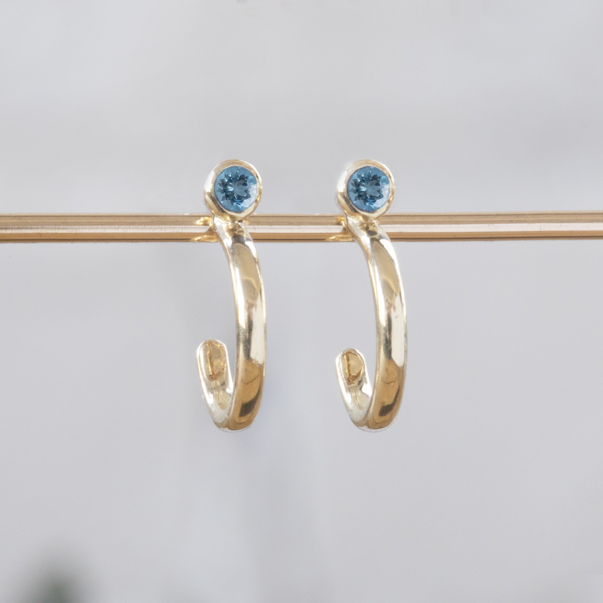 Alexis Russell Earrings Aquamarine Birthstone Hoop Earrings | Yellow, Rose or White Gold