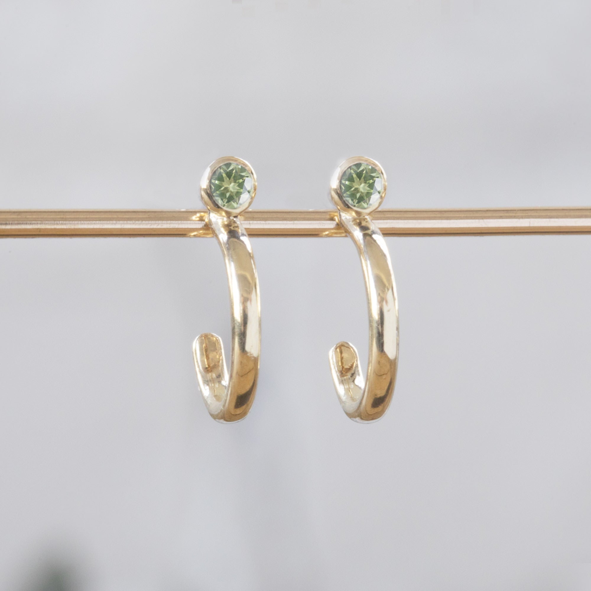 Alexis Russell Earrings Peridot Birthstone Hoop Earrings | Yellow, Rose or White Gold