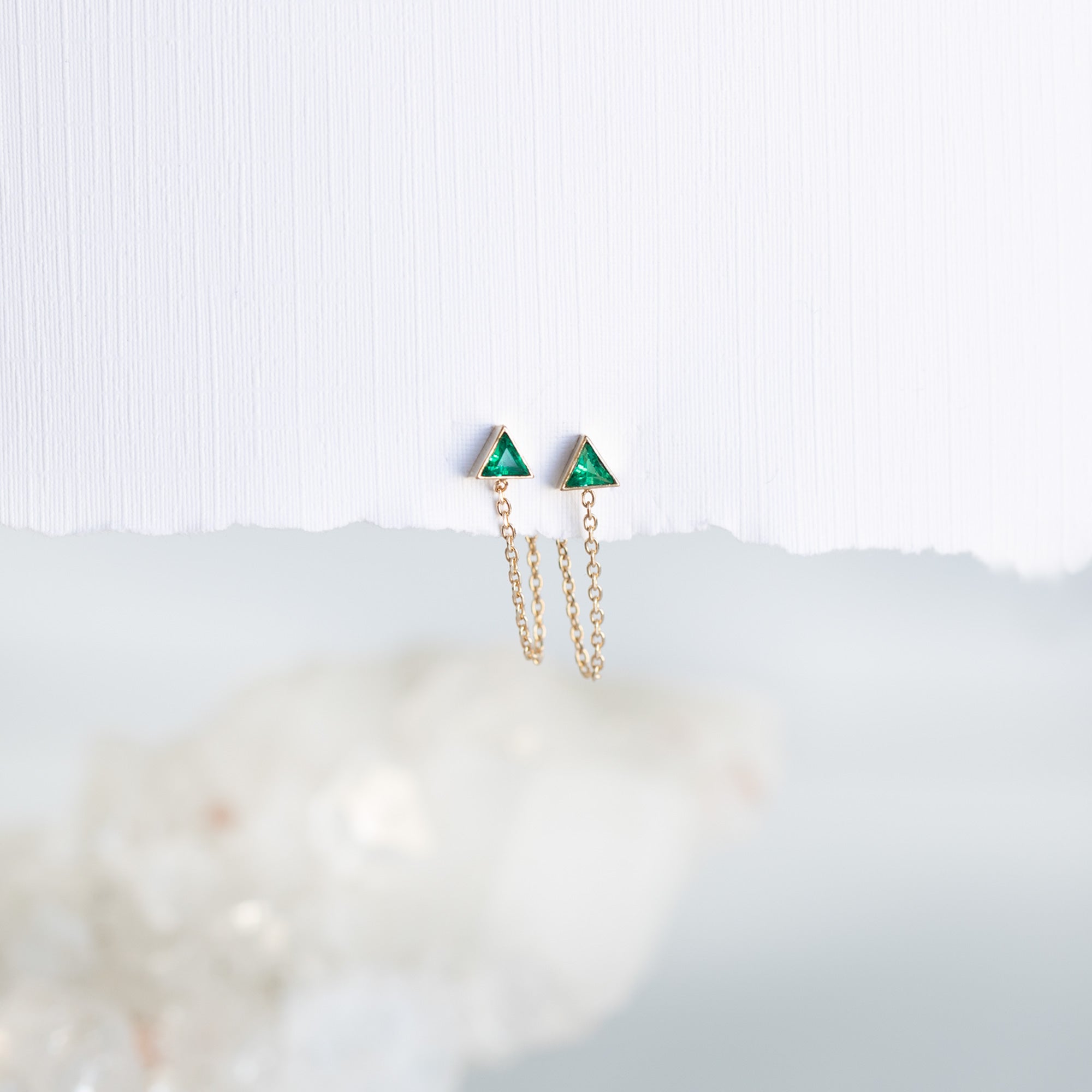 Alexis Russell Earrings The Emerald Trillion Chain Hoop Earrings | Yellow, Rose or White Gold