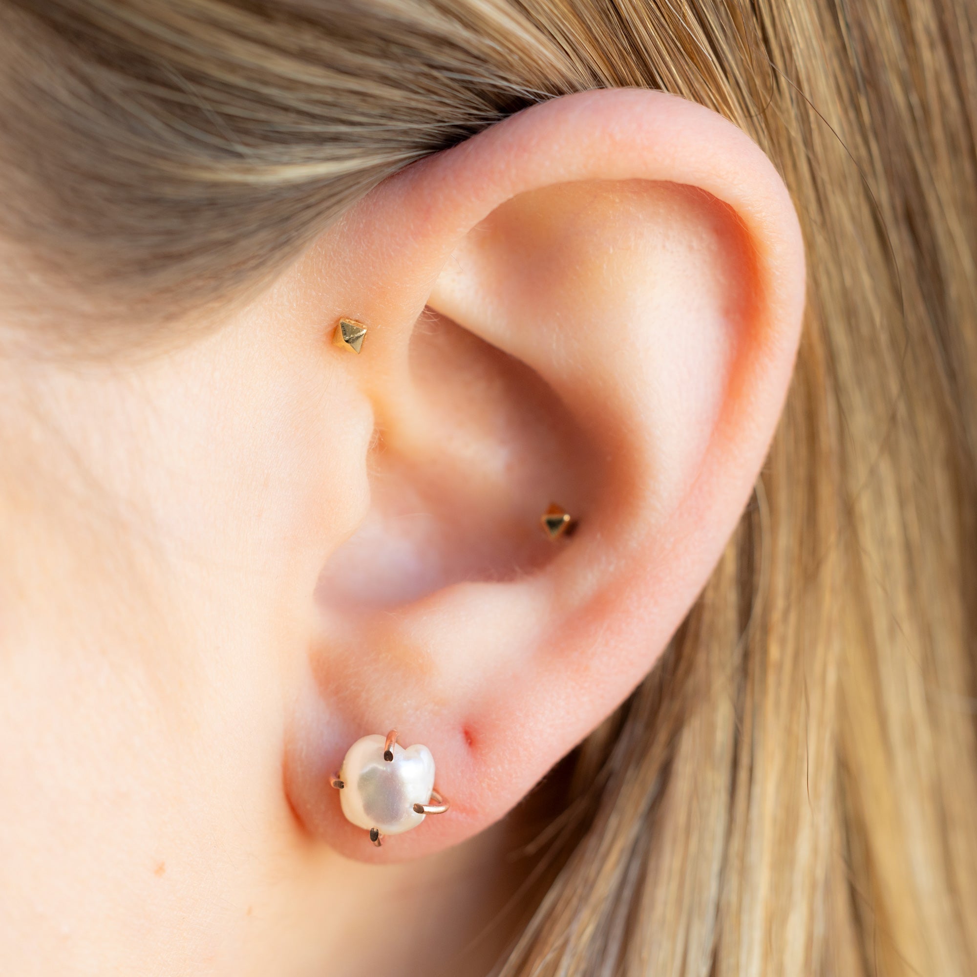 Alexis Russell Earrings The Keshi Pearl Stud Earrings | Yellow, Rose or Sterling Silver