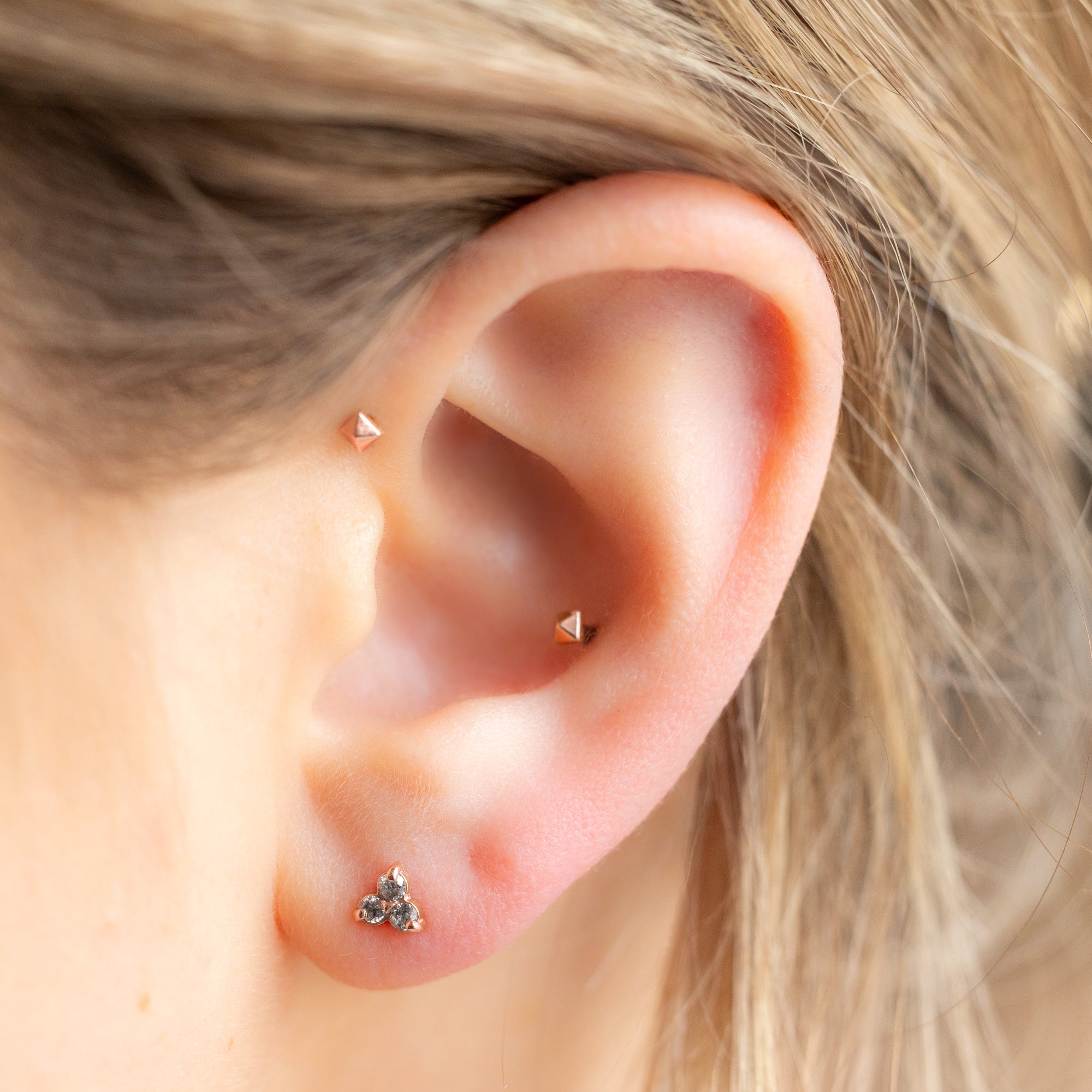 Alexis Russell Earrings The Salt and Pepper Diamond Cluster Stud Earrings | Rose Gold