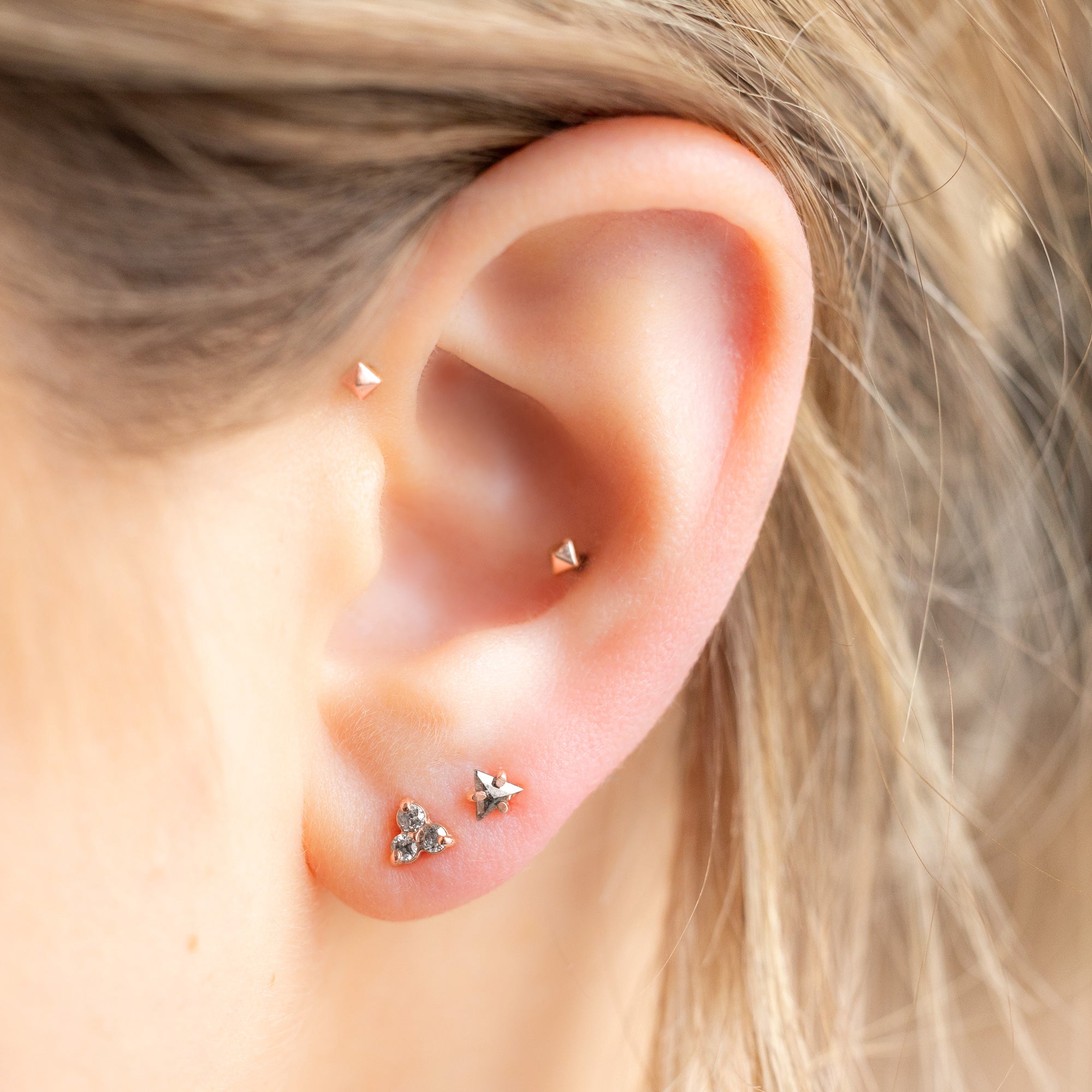 Alexis Russell Earrings The Salt and Pepper Diamond Cluster Stud Earrings | Rose Gold