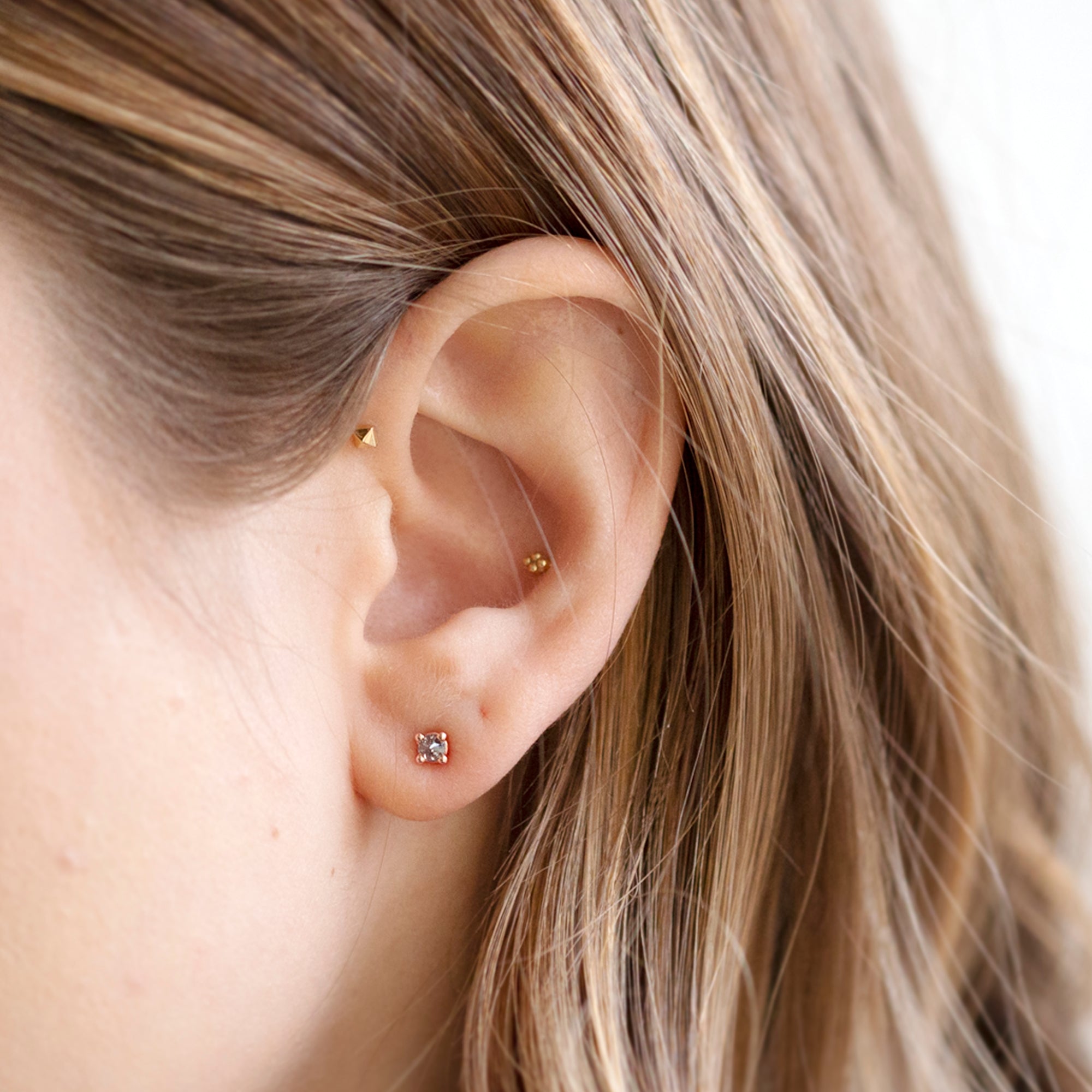 Alexis Russell Earrings The Inverted Salt and Pepper Diamond Stud Earrings | Rose Gold