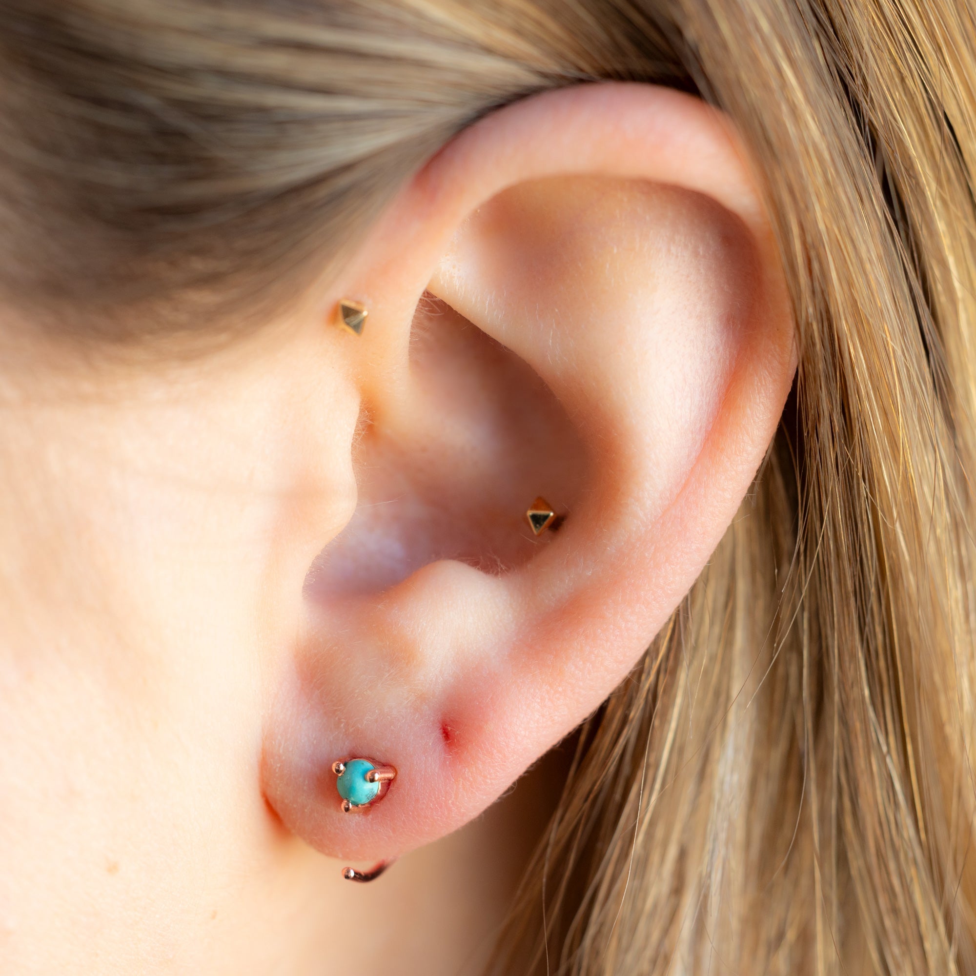 Alexis Russell Earrings The Turquoise Huggie Earrings | Yellow, Rose or White Gold