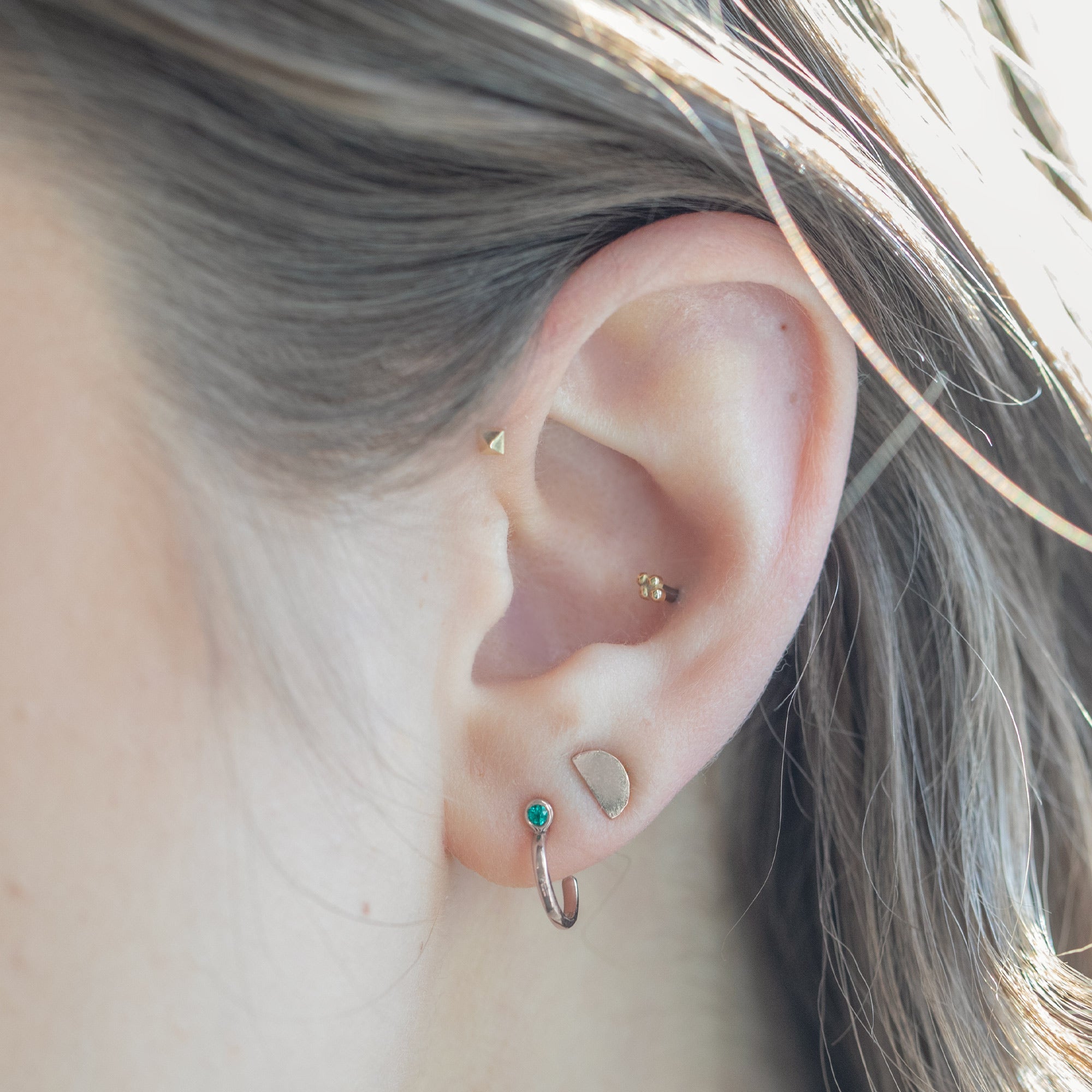 Alexis Russell Earrings Custom Emerald Birthstone Hoop Earrings | Rose Gold