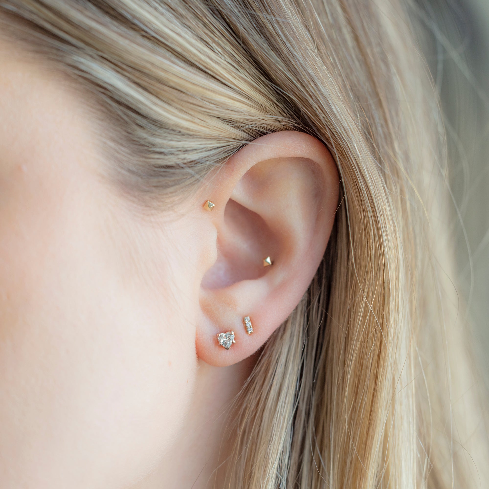 Alexis Russell Earrings The White Sapphire Gemstone Heart Stud Earrings | Yellow, Rose or White Gold