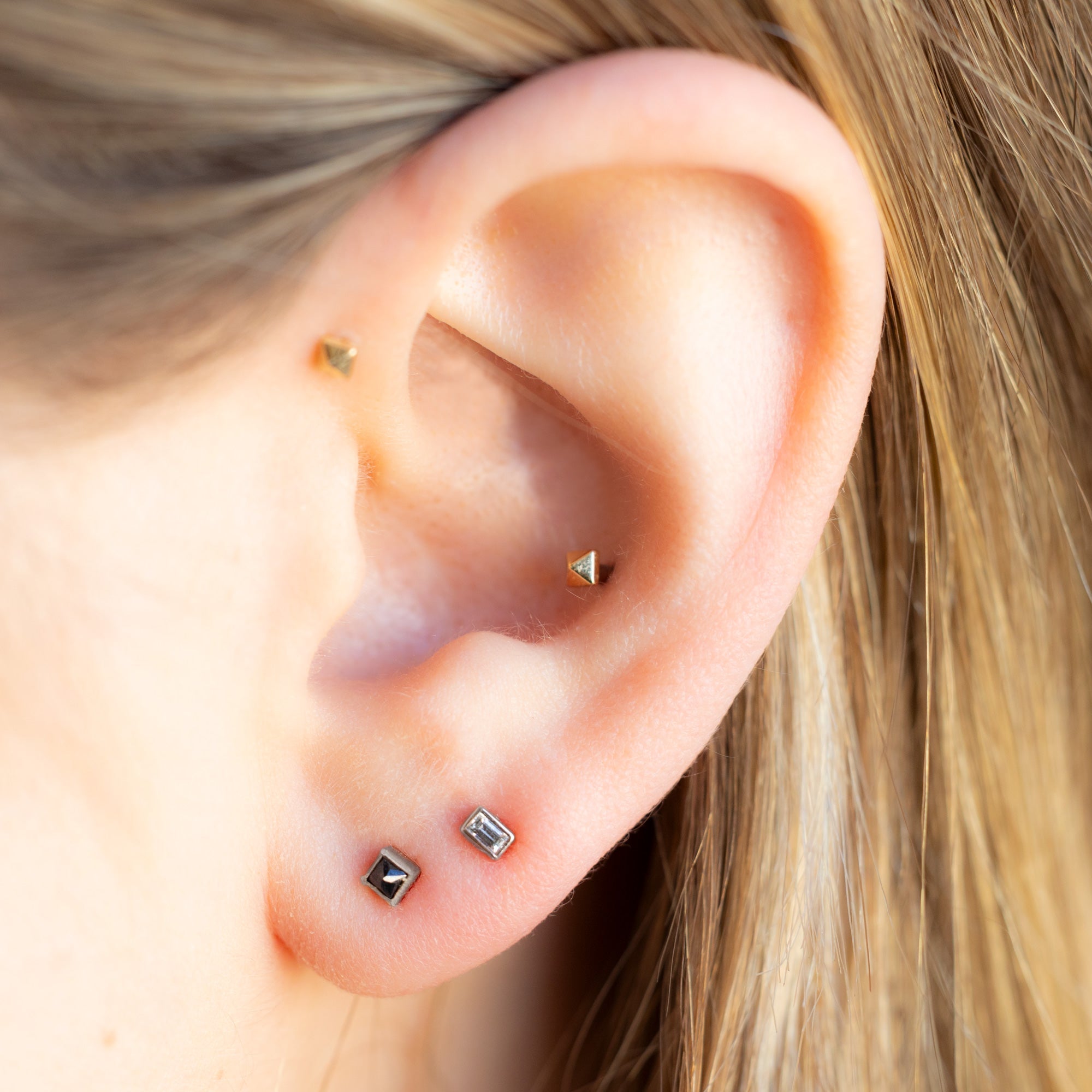 Alexis Russell Earrings The White Diamond Baguette Stud Earrings | Yellow, Rose or White Gold