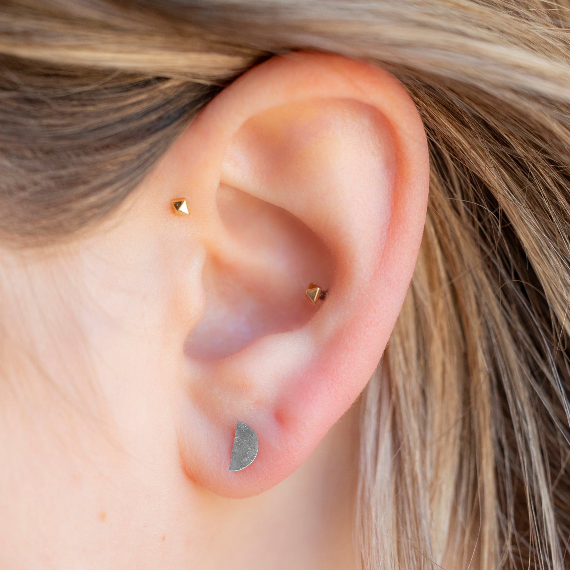 Alexis Russell Earrings The Gold Half Moon Stud Earrings | White Gold