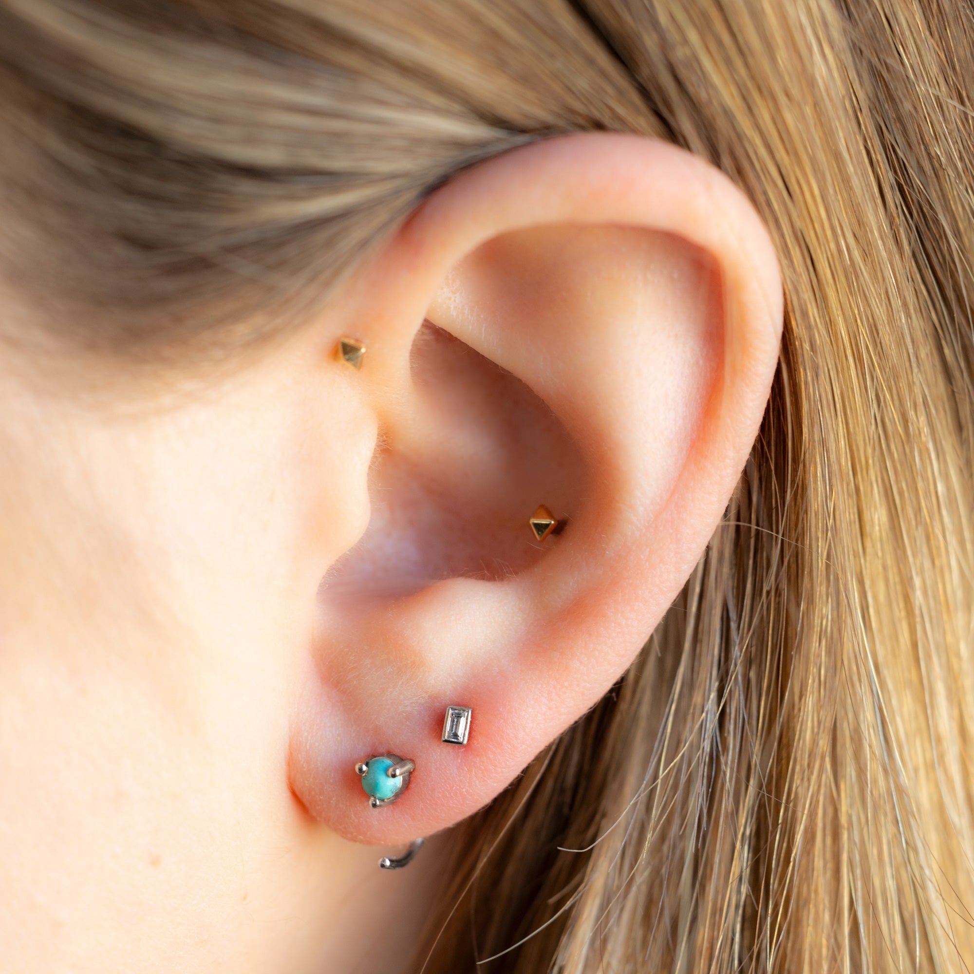 Alexis Russell Earrings The Turquoise Huggie Earrings | White Gold
