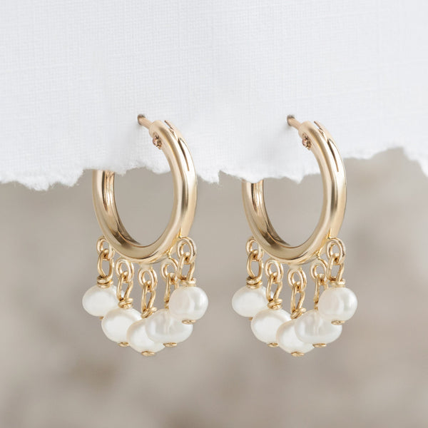 Alexis Russell Earrings The Pearl Party Hoop Earrings | Yellow Gold