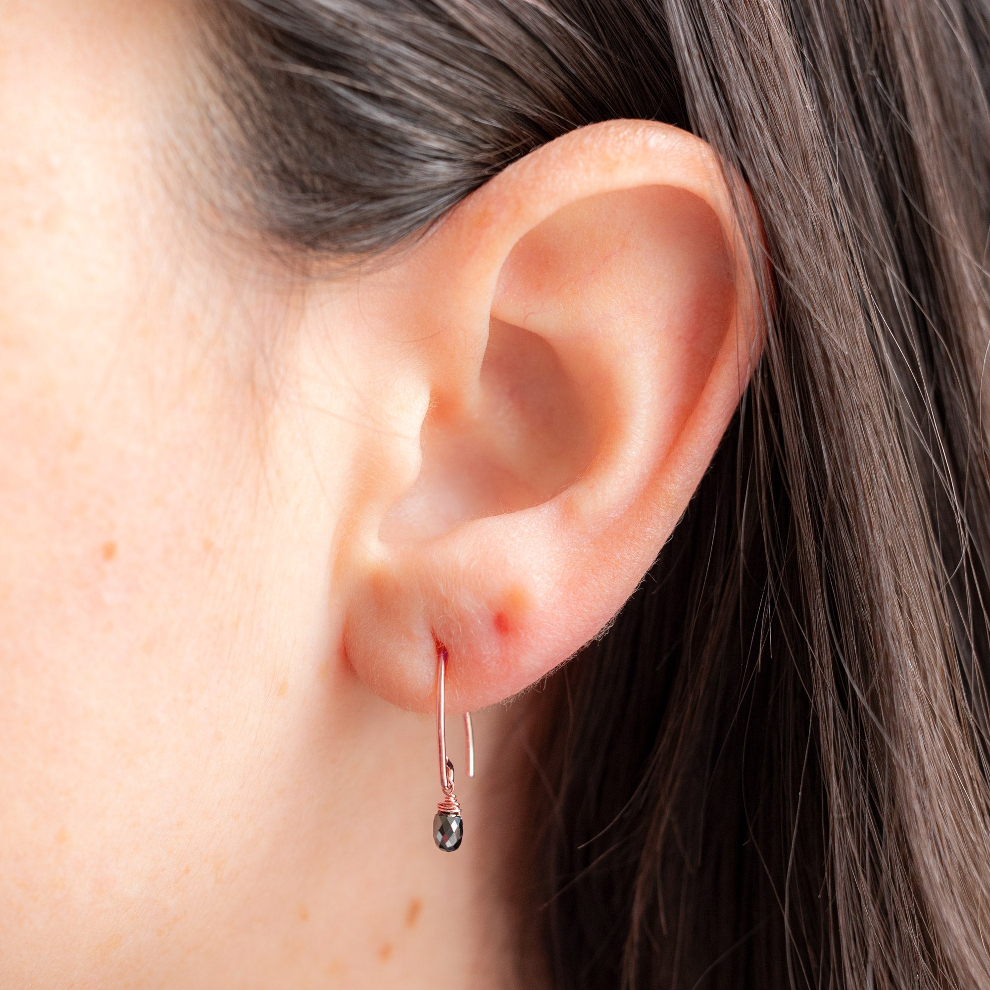 Alexis Russell Earrings The Simple Black Diamond Drop Earrings | Yellow, Rose or Sterling Silver
