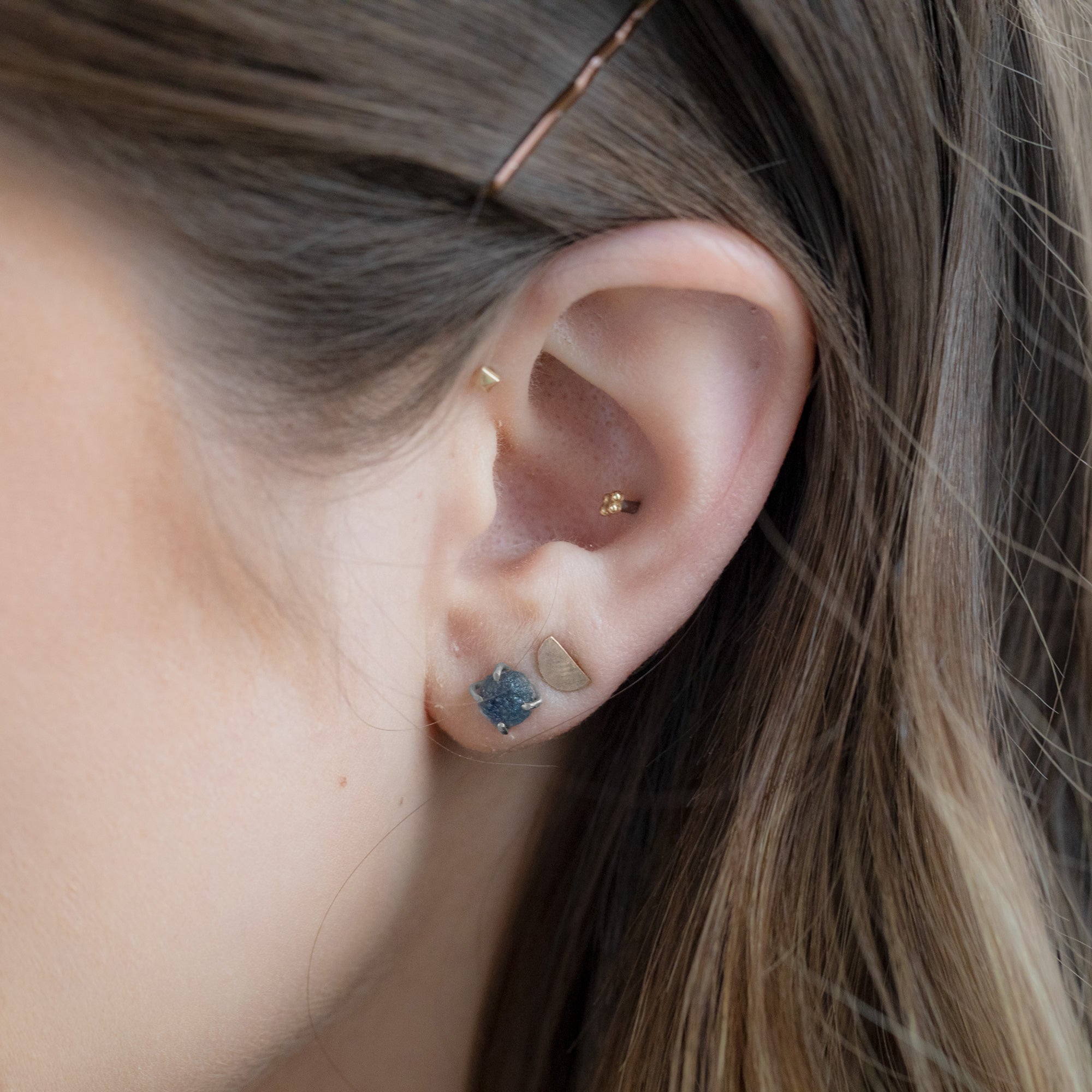 Alexis Russell Earrings The Raw Montana Sapphire Stud Earrings | Sterling Silver