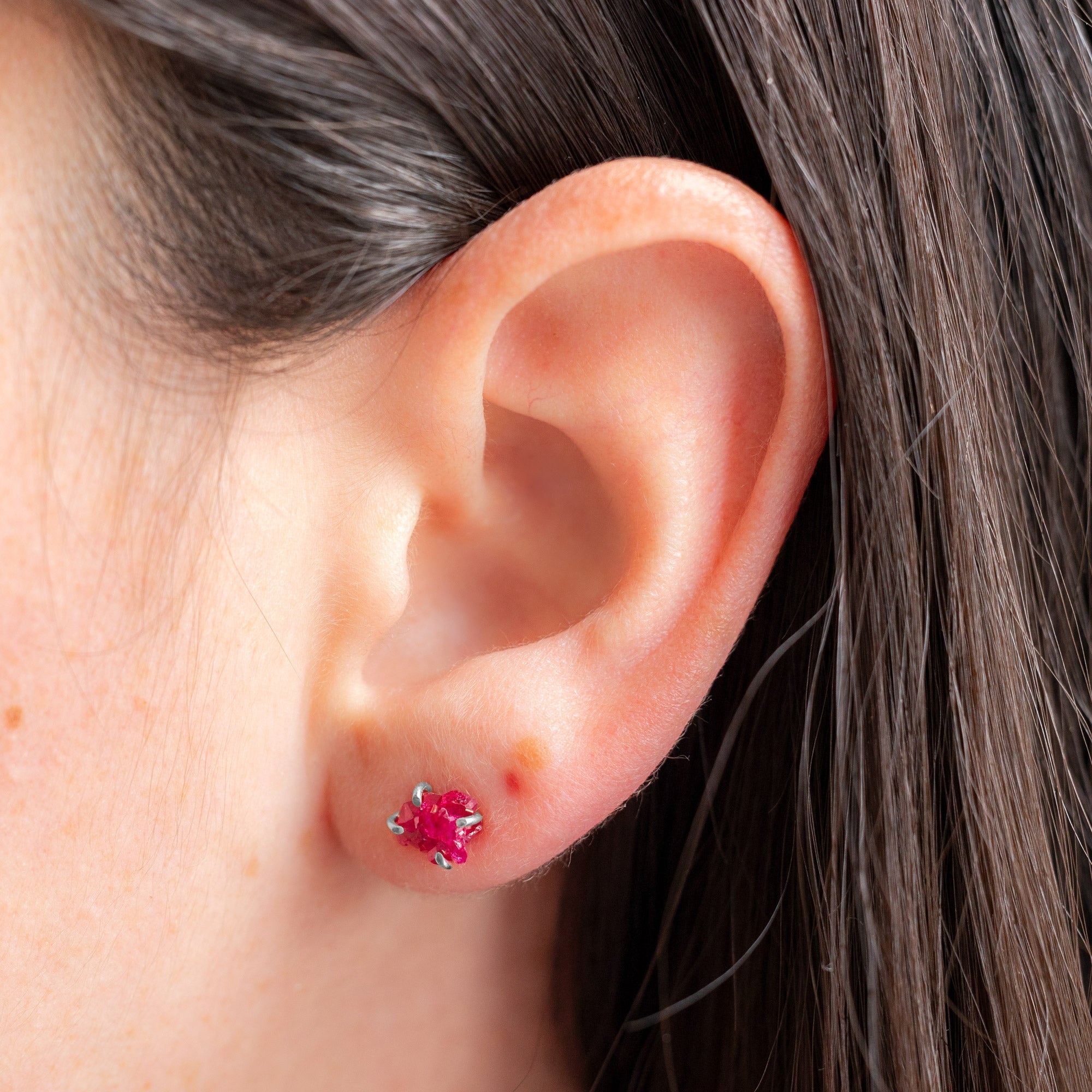 Alexis Russell Earrings The Raw Garnet Stud Earrings | Sterling Silver