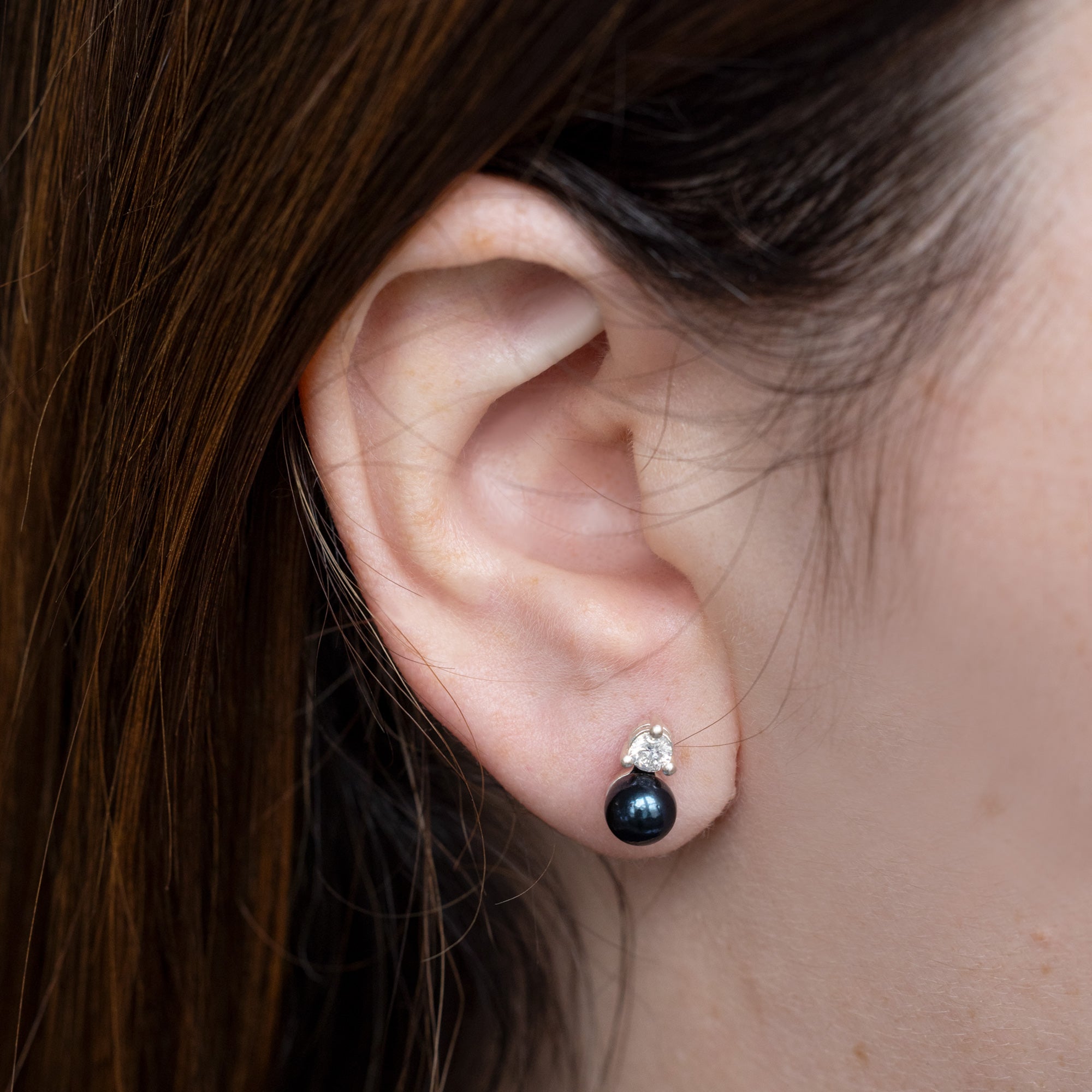 Alexis Russell  Earrings You + Me Black Pearl Earrings | Sterling Silver