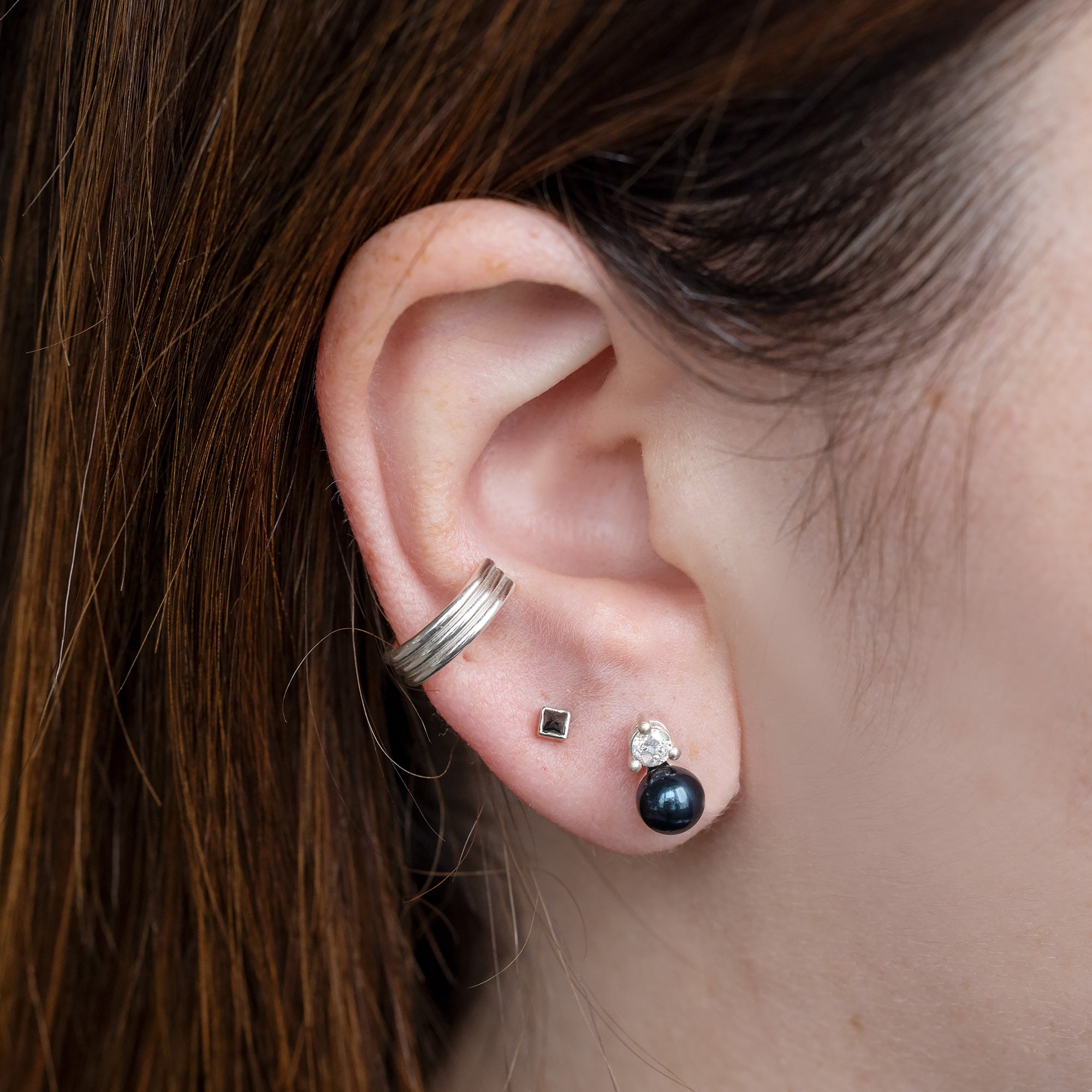 Alexis Russell  Earrings You + Me Black Pearl Earrings | Sterling Silver