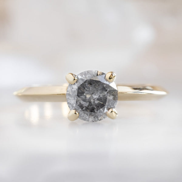 Alexis Russell Engagement Rings The Bryn Ring | 1.05ct Round Salt and Pepper Diamond in 14K Yellow Gold