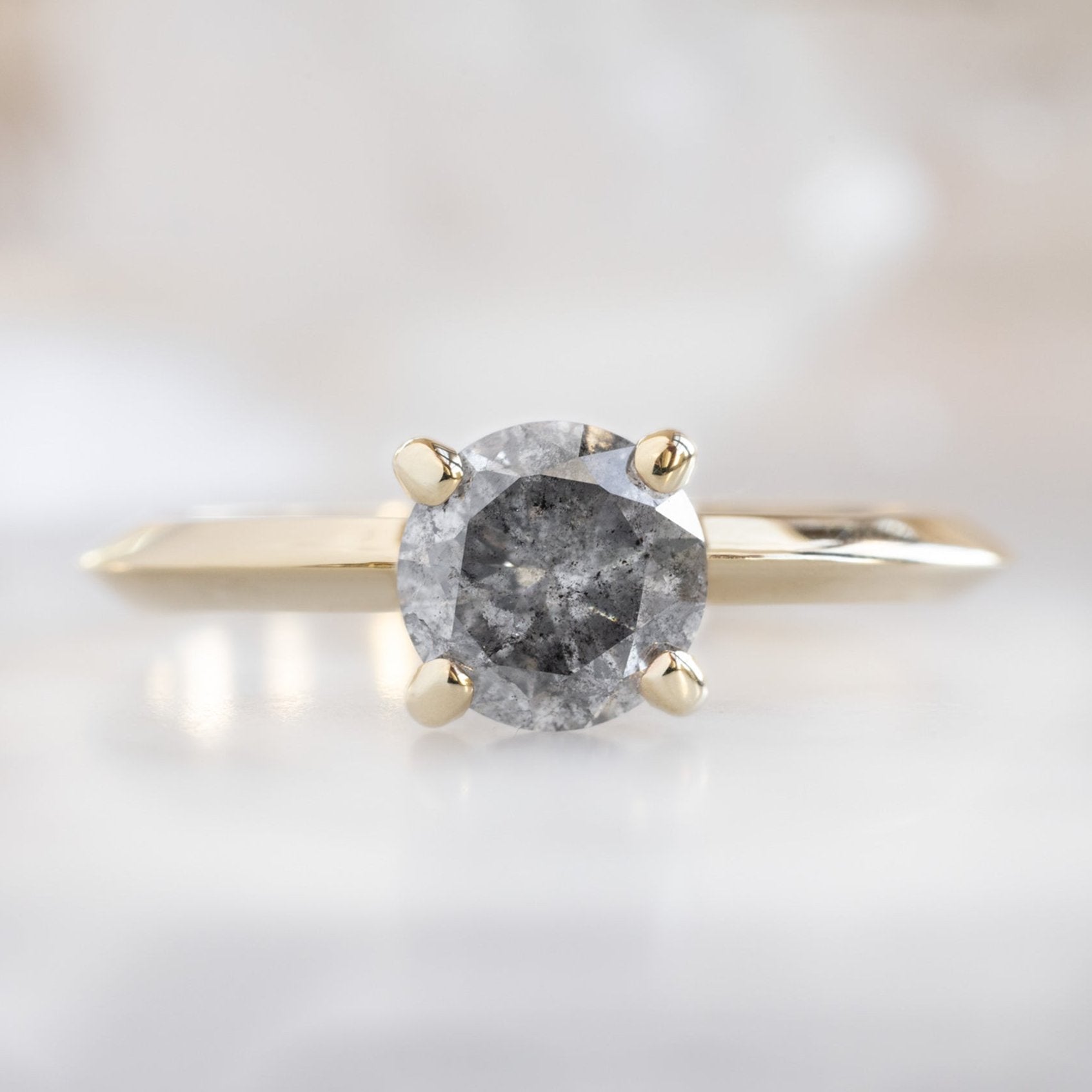 Alexis Russell Engagement Rings The Bryn Ring | 1.05ct Round Salt and Pepper Diamond in 14K Yellow Gold