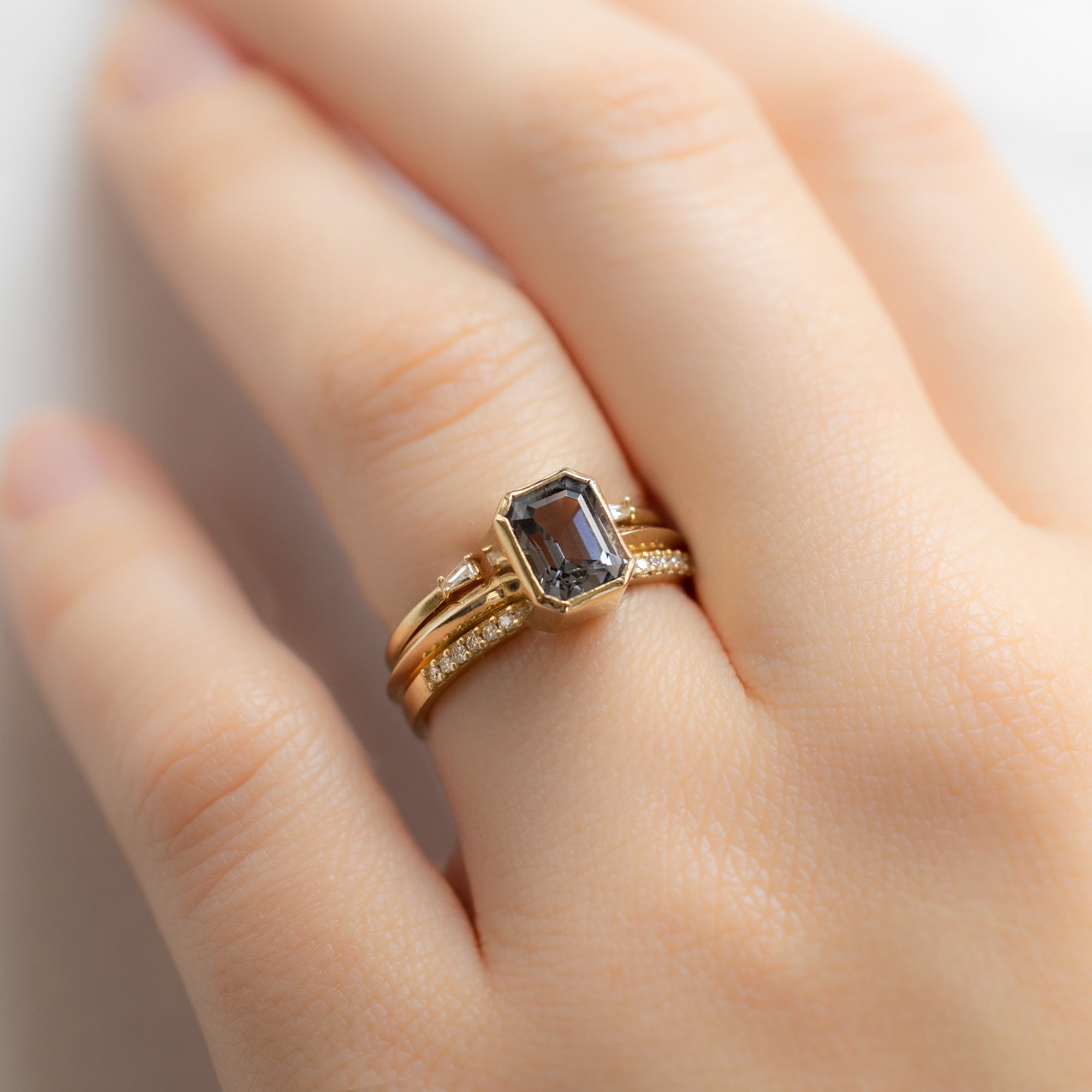 Alexis Russell Engagement Rings The Hazel Ring | 1.72ct Emerald Cut Spinel in 14K Yellow Gold