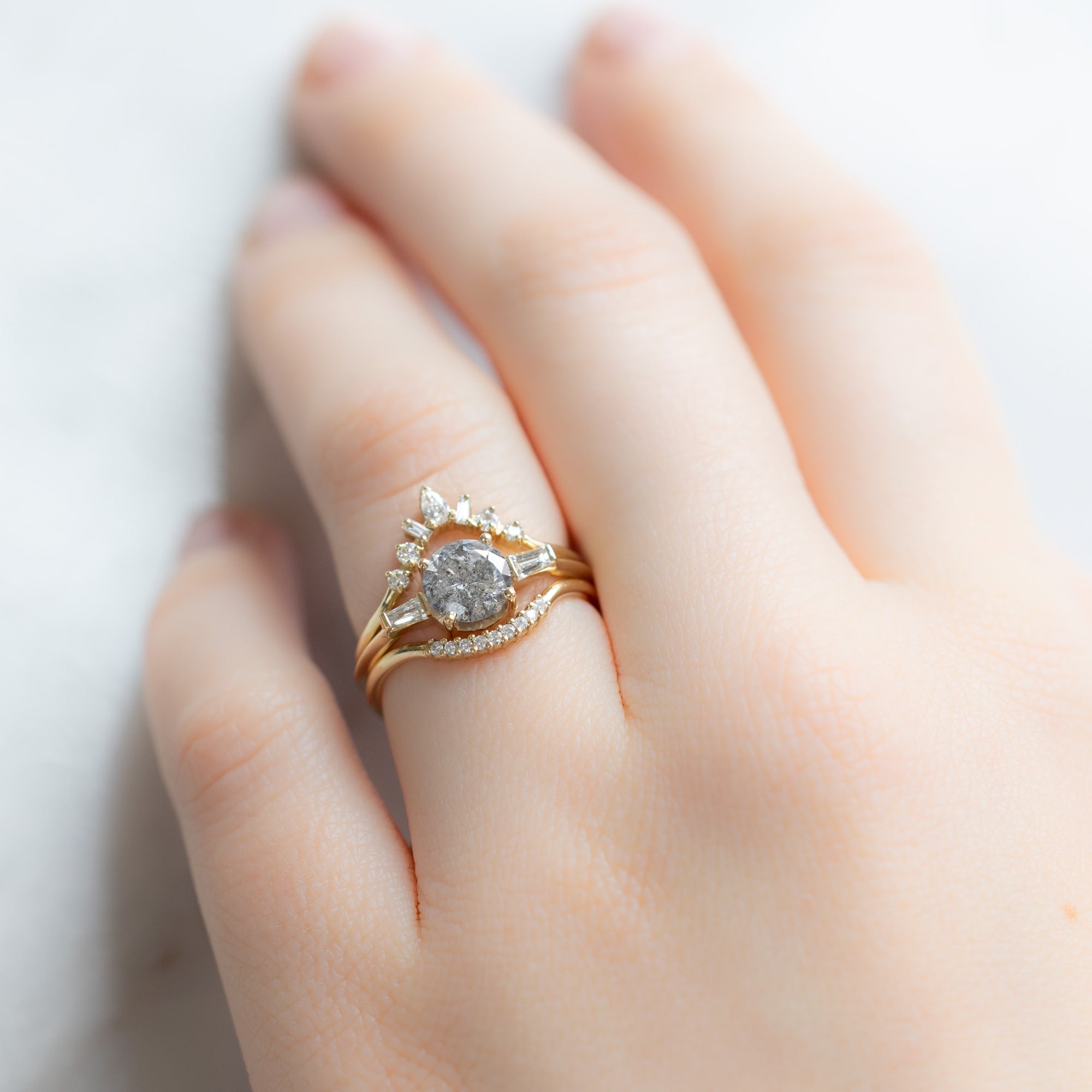 Alexis Russell Custom Diamond Ring Design Your Own Custom | Round Salt and Pepper Diamond Engagement Ring