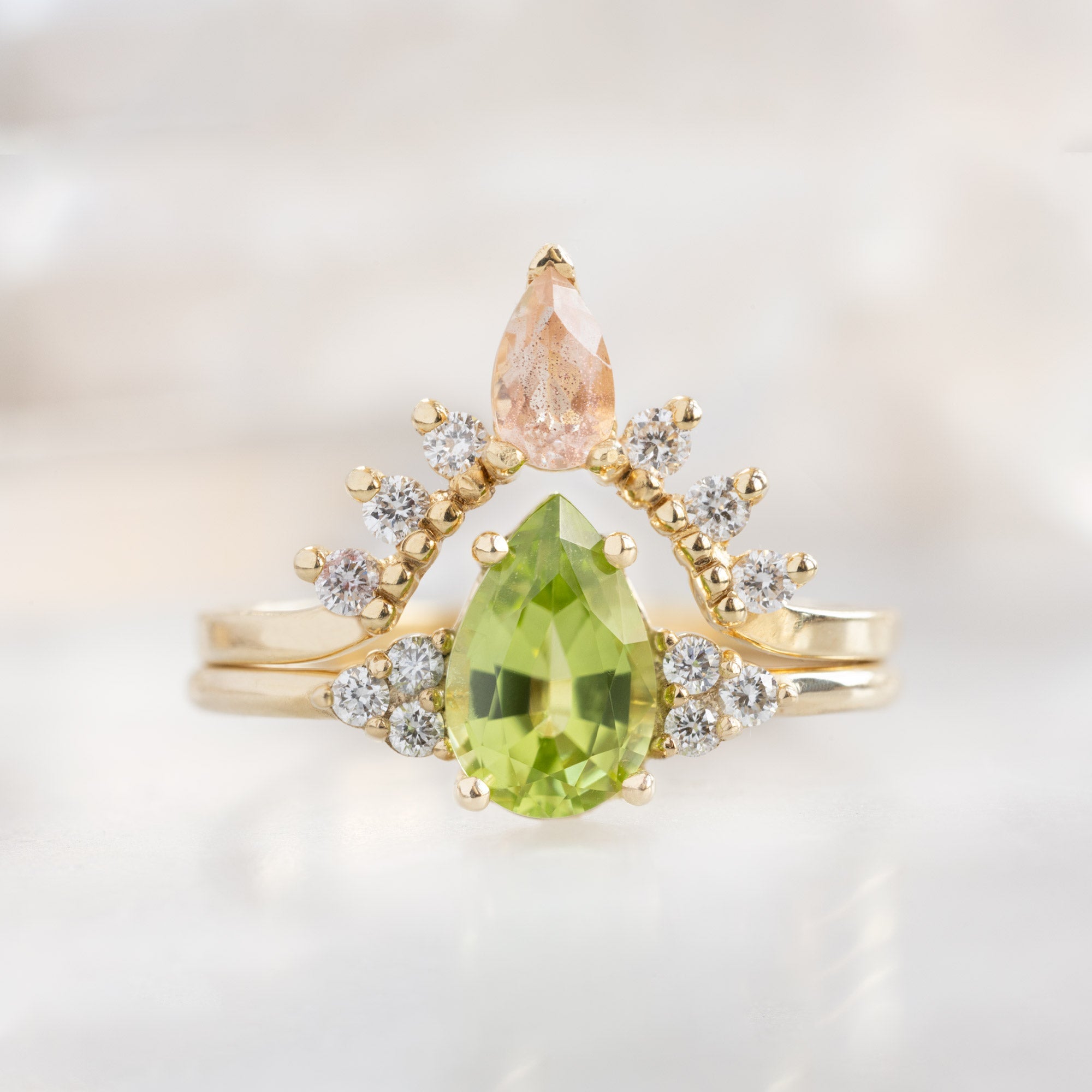 Alexis Russell Engagement Rings The Ivy Ring | 0.85ct Pear Peridot in 14K Yellow Gold