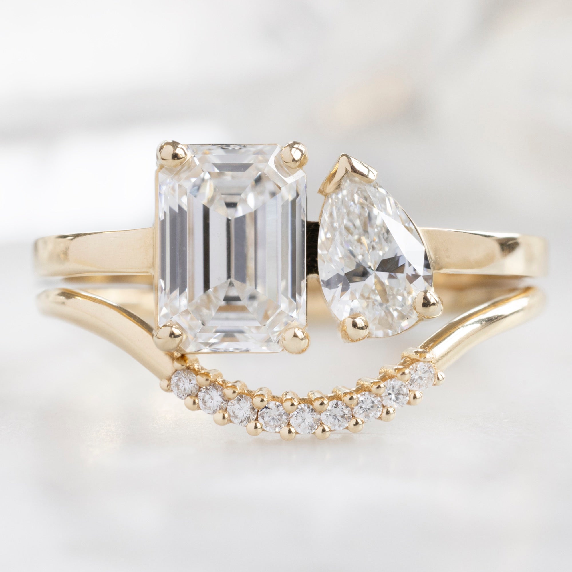 Alexis Russell Engagement Rings The You and Me Ring | 1.07ct Lab Grown Emerald White Diamond in 14K Yellow Gold