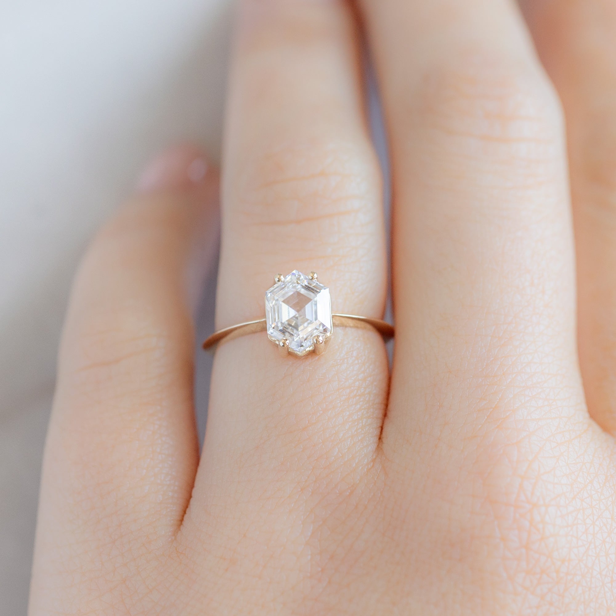 Alexis Russell Engagement Rings The Bryn Ring | 1.60ct Lab Grown Hexagon White Diamond in 14K Yellow Gold